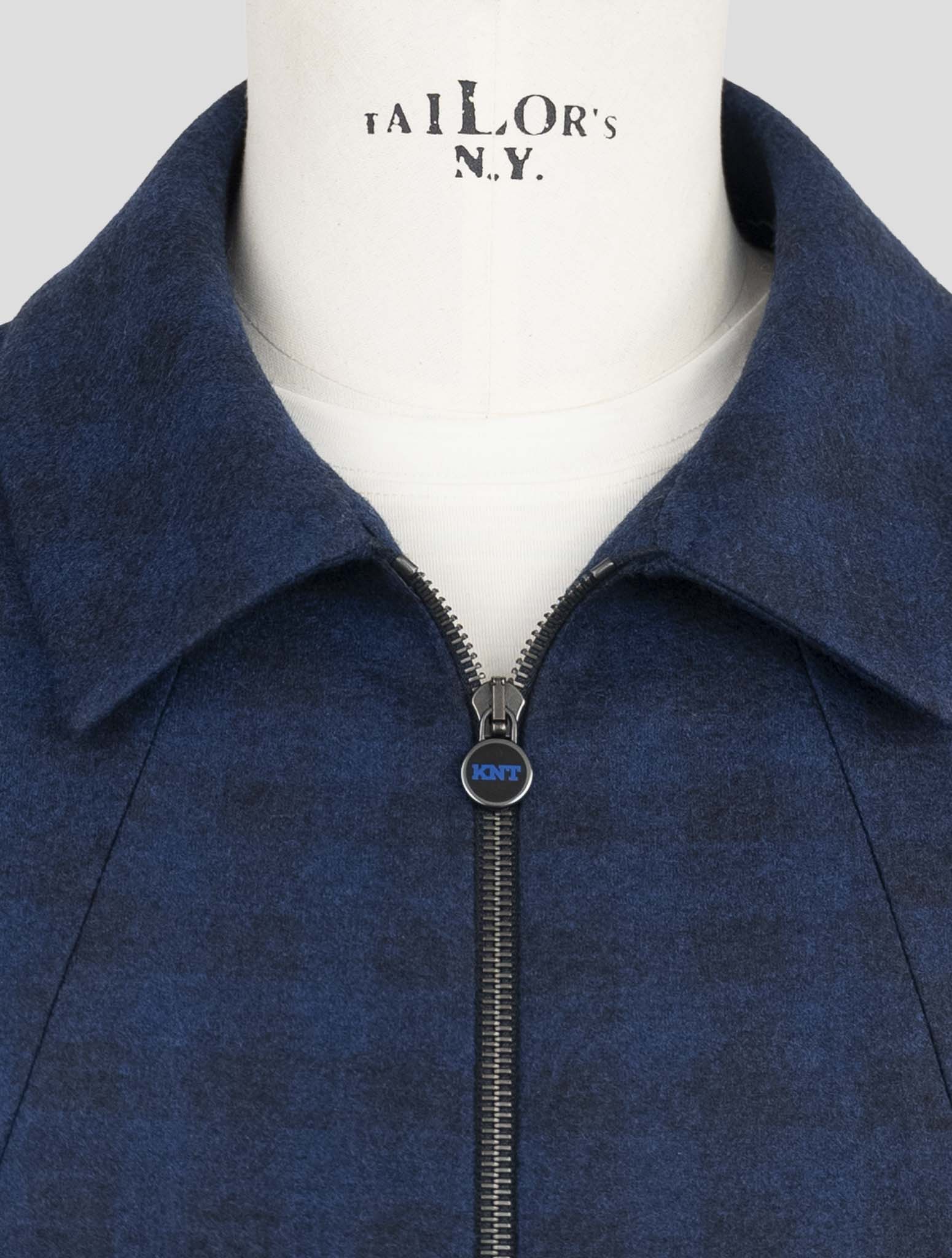 Kiton Knt Blue Fleece Wool Coat
