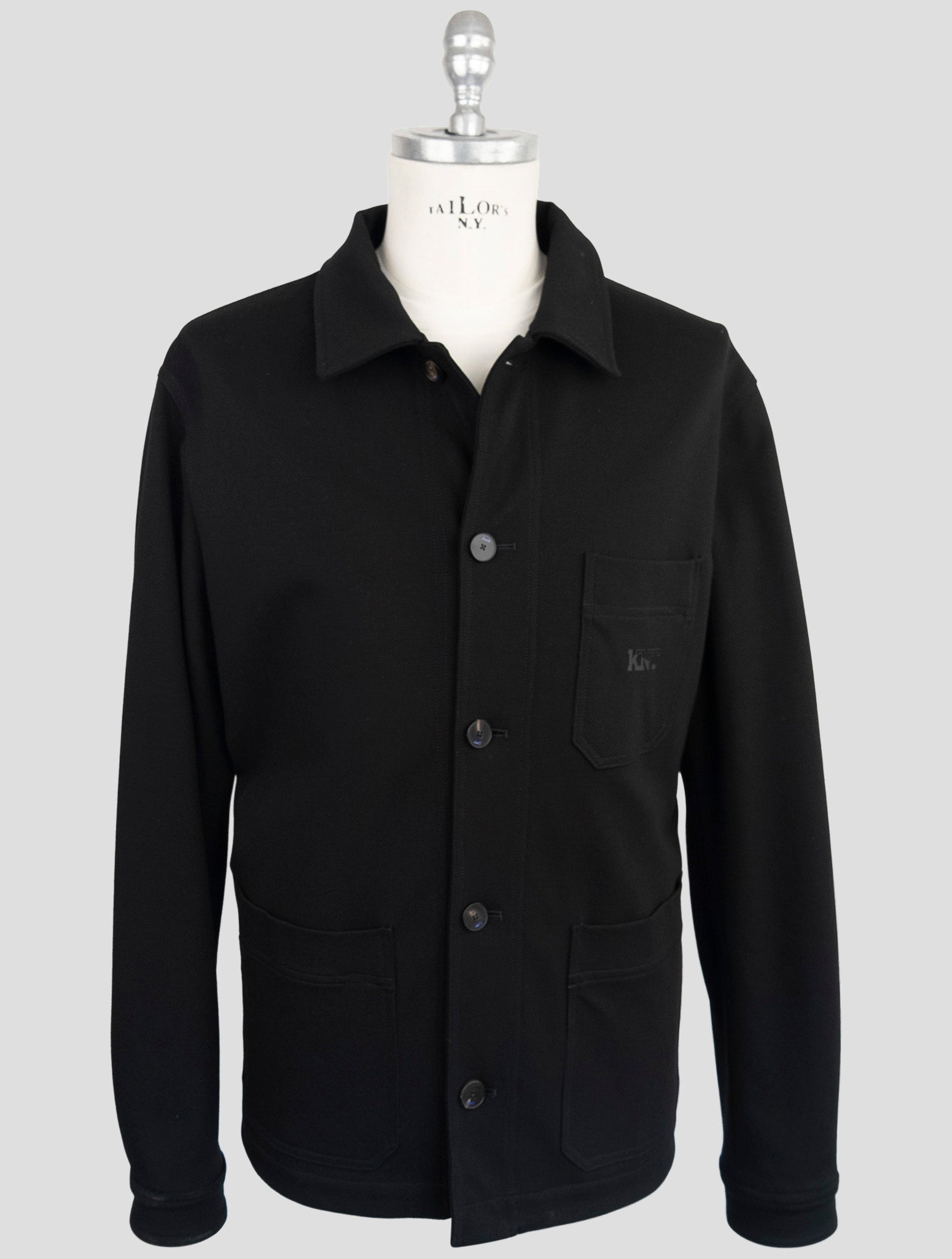 Kiton Knt Black Viscose Pa Ea Overcoat