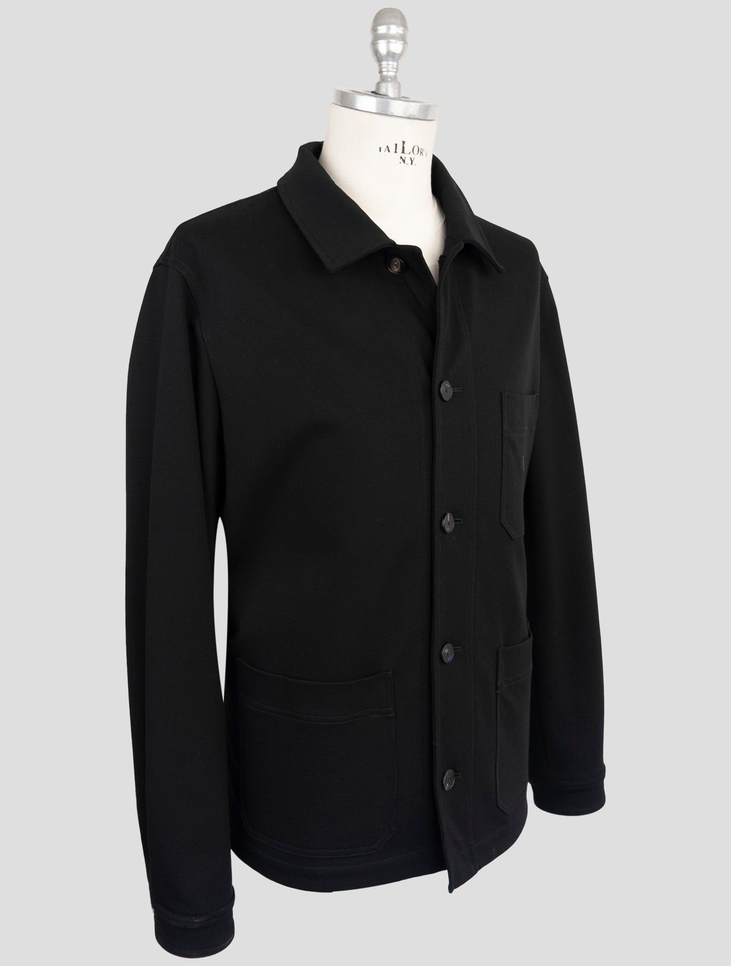 Kiton Knt Black Viscose Pa Ea Overcoat