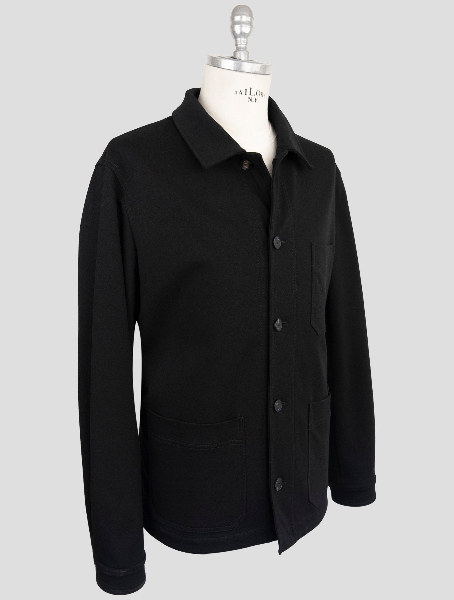 Kiton Knt Black Viscose Pa Ea Overcoat