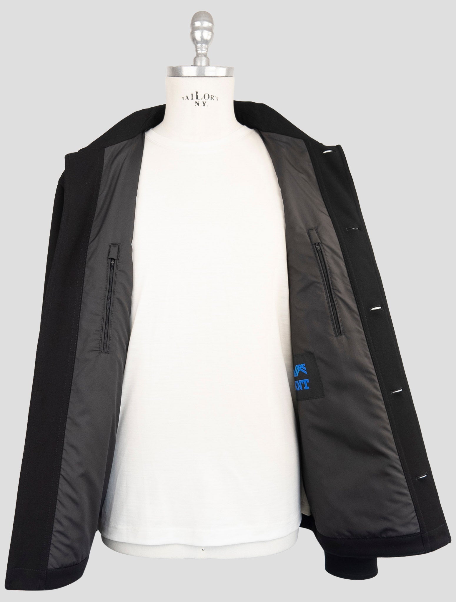 Kiton Knt Black Viscose Pa Ea Overcoat