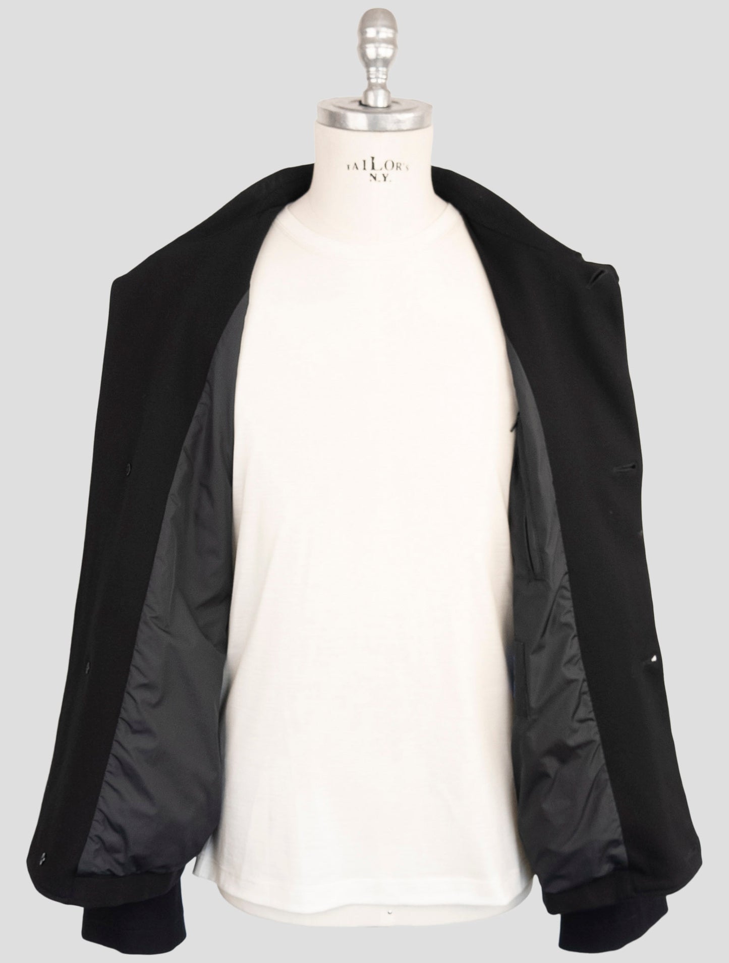 Kiton Knt Black Viscose Pa Ea Overcoat