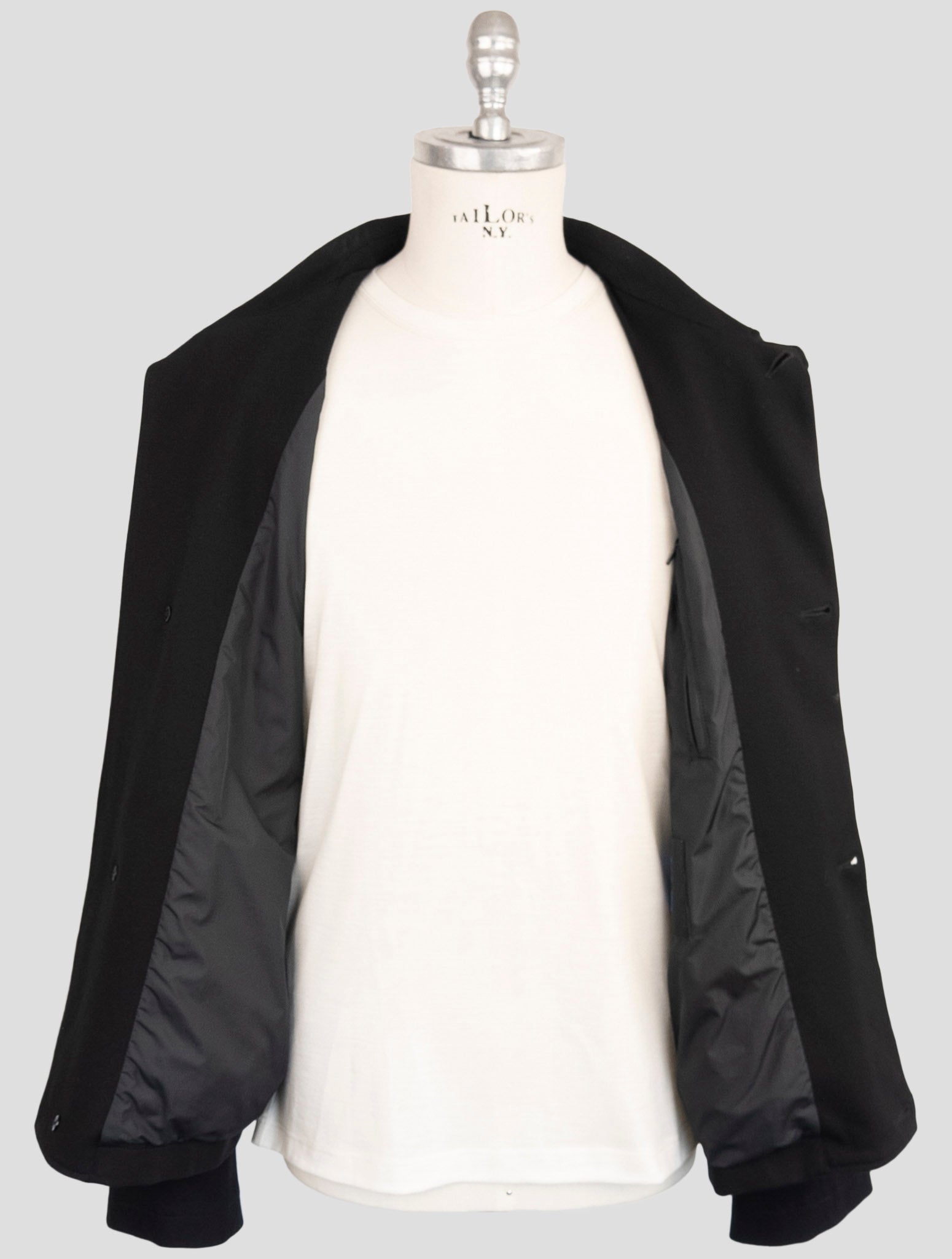 Kiton Knt Black Viscose Pa Ea Overcoat