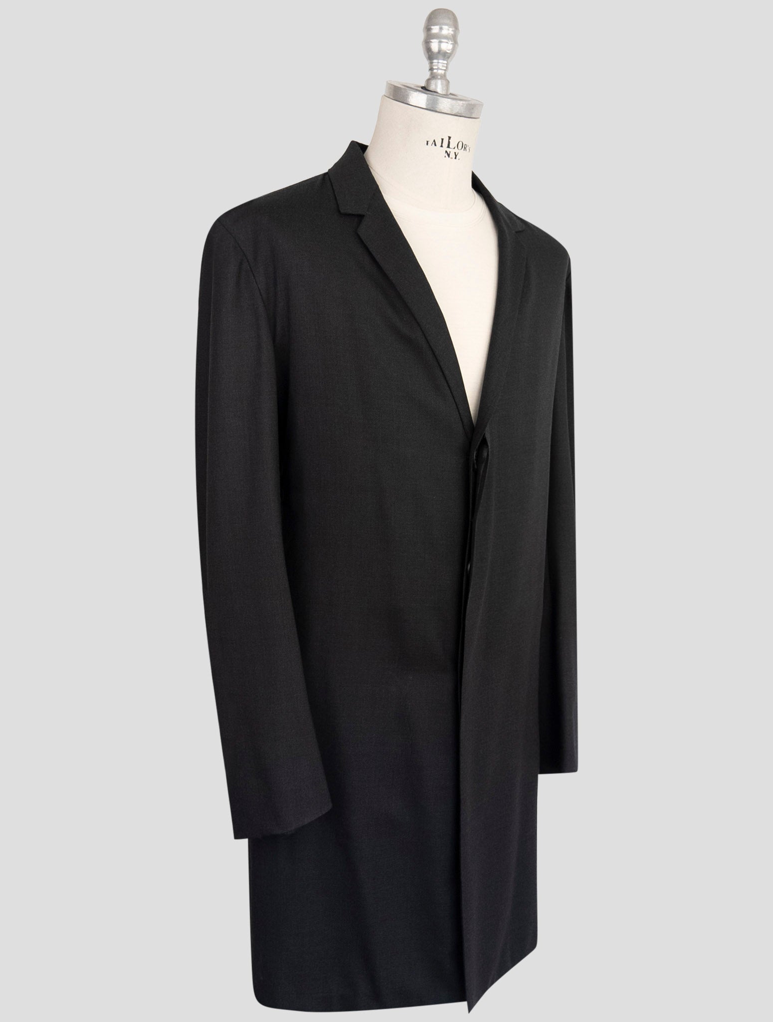 Kiton Knt Black Viscose Pa Ea Overcoat