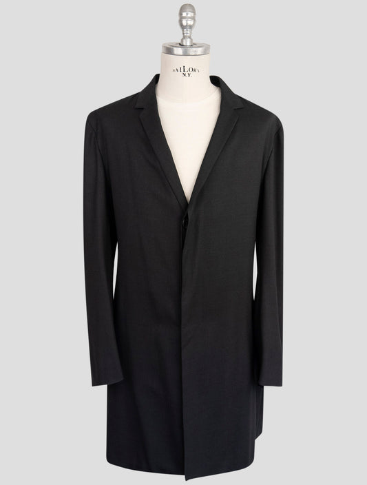 Kiton Knt Dark Gray Virgin Wool 14 Micron Overcoat