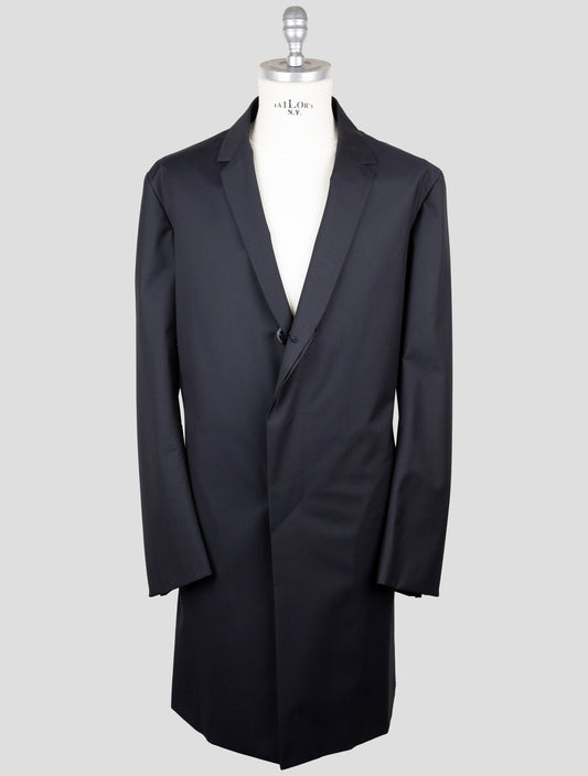 Kiton Knt Dark Blue Flace Wool Pa Overcoat