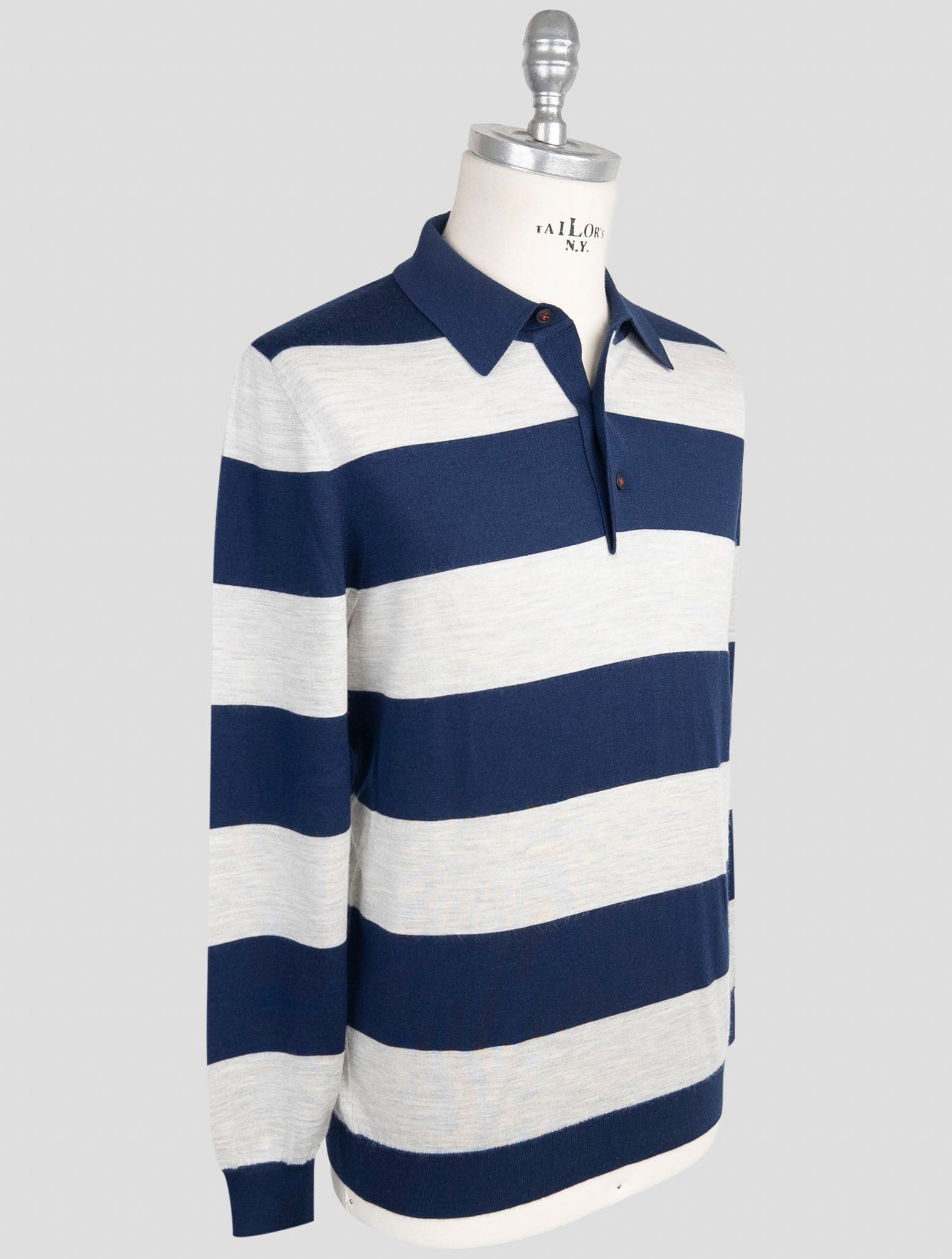 Kiton Blue Gray Cashmere SilK Sweater Polo