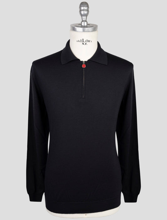 Kiton Black Cashmere SilK Sweater Polo