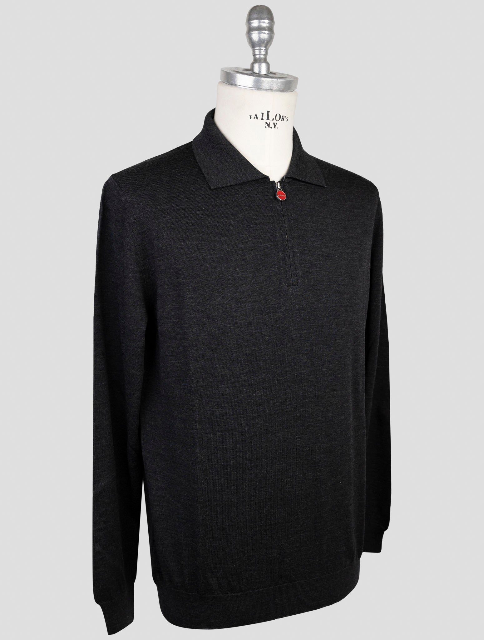 Kiton Dark Gray Wool Sweater Polo