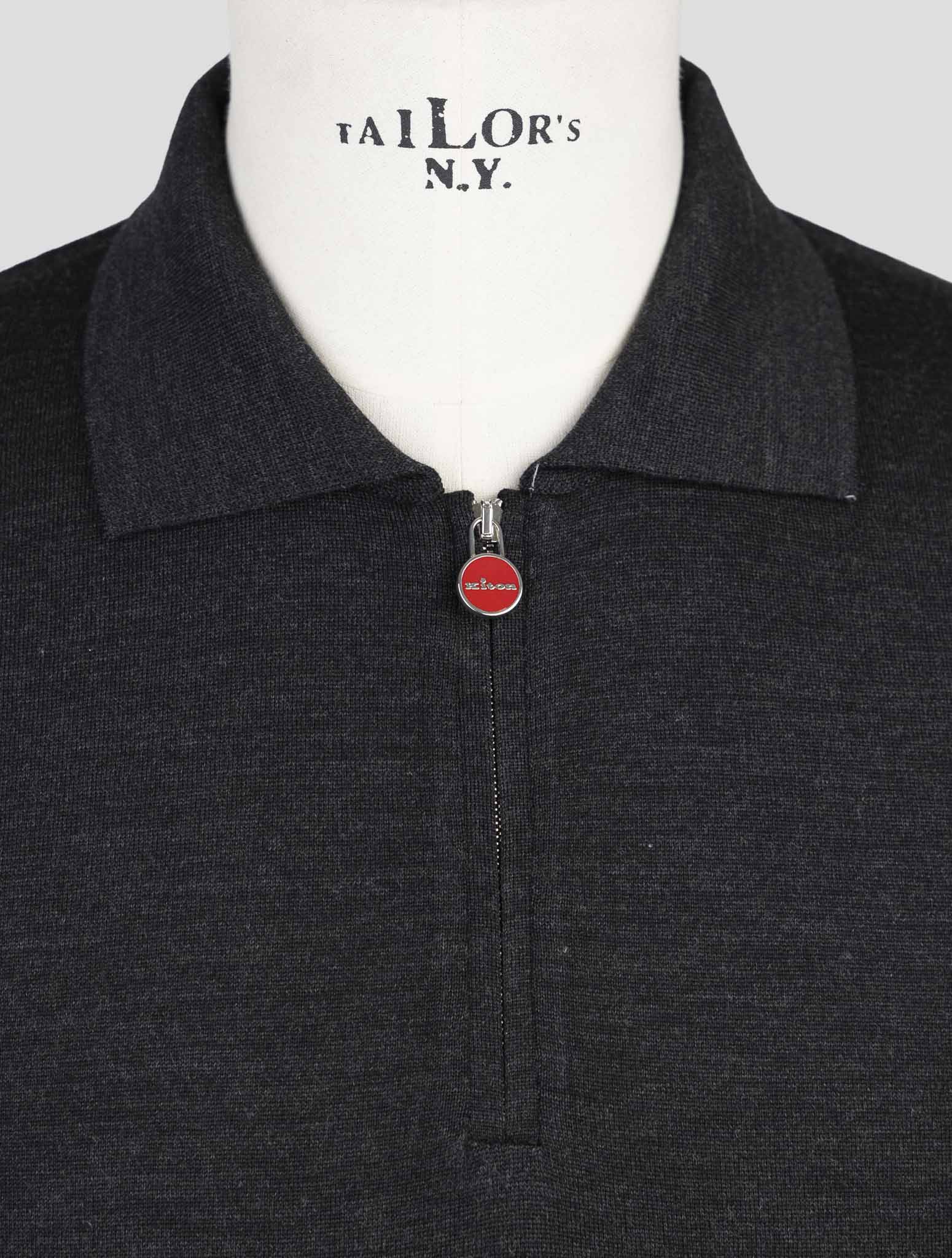 Kiton Dark Gray Wool Sweater Polo