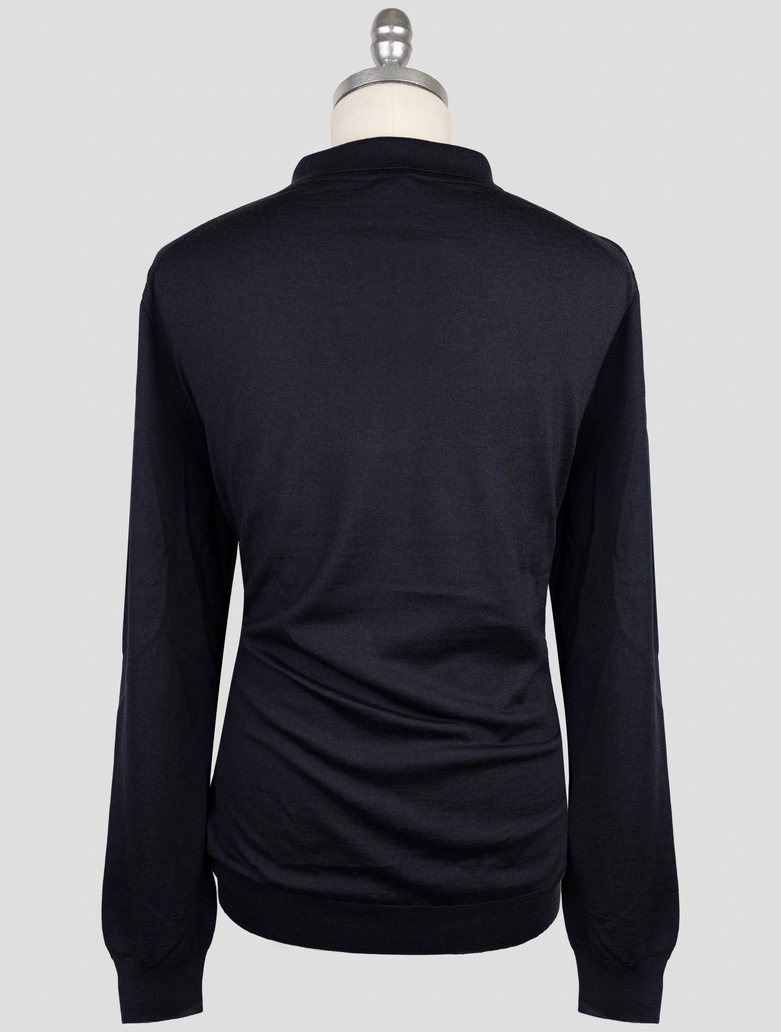 Kiton Dark Blue Wool Sweater Polo