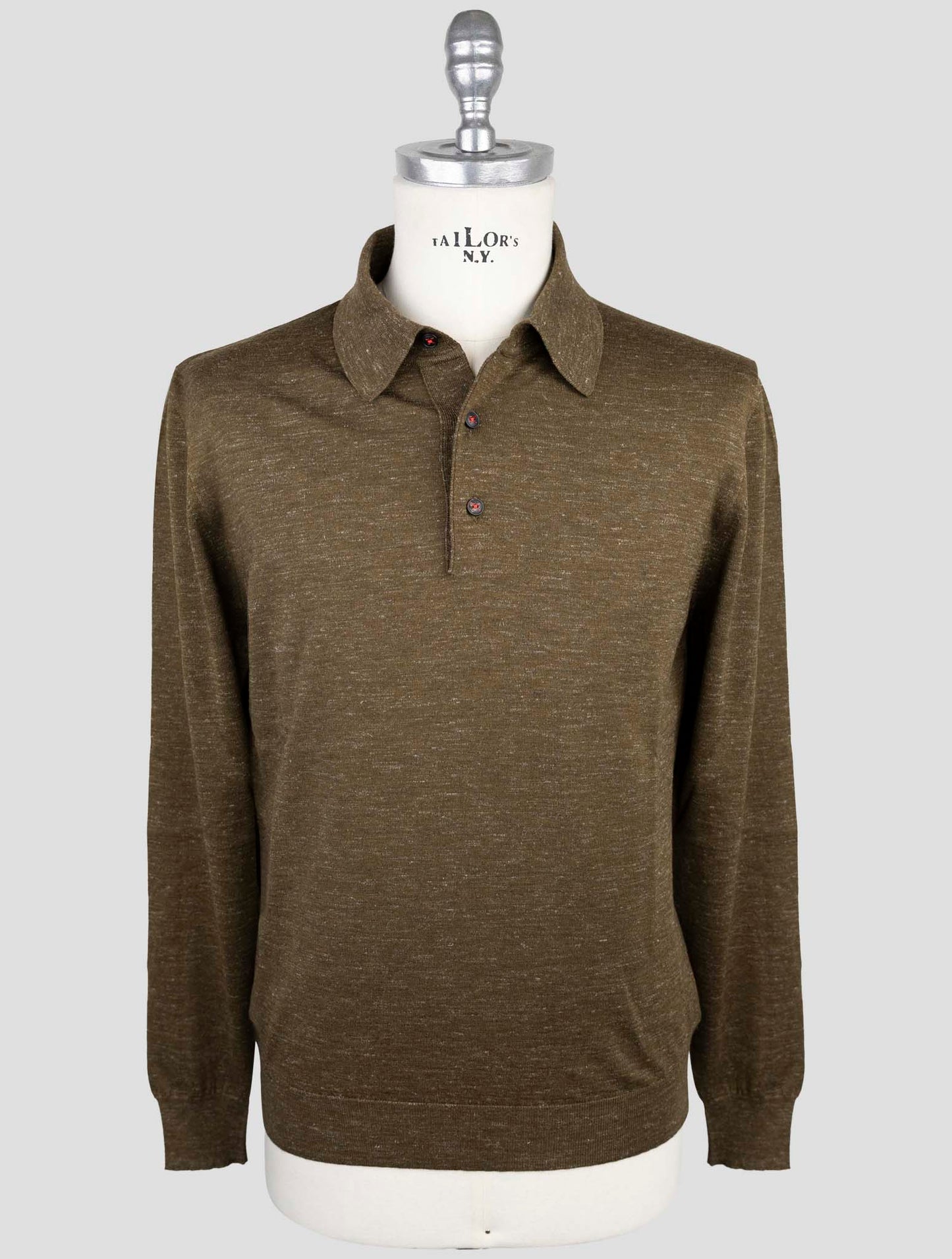 Kiton Green Silk Cashmere Linen Sweater Polo