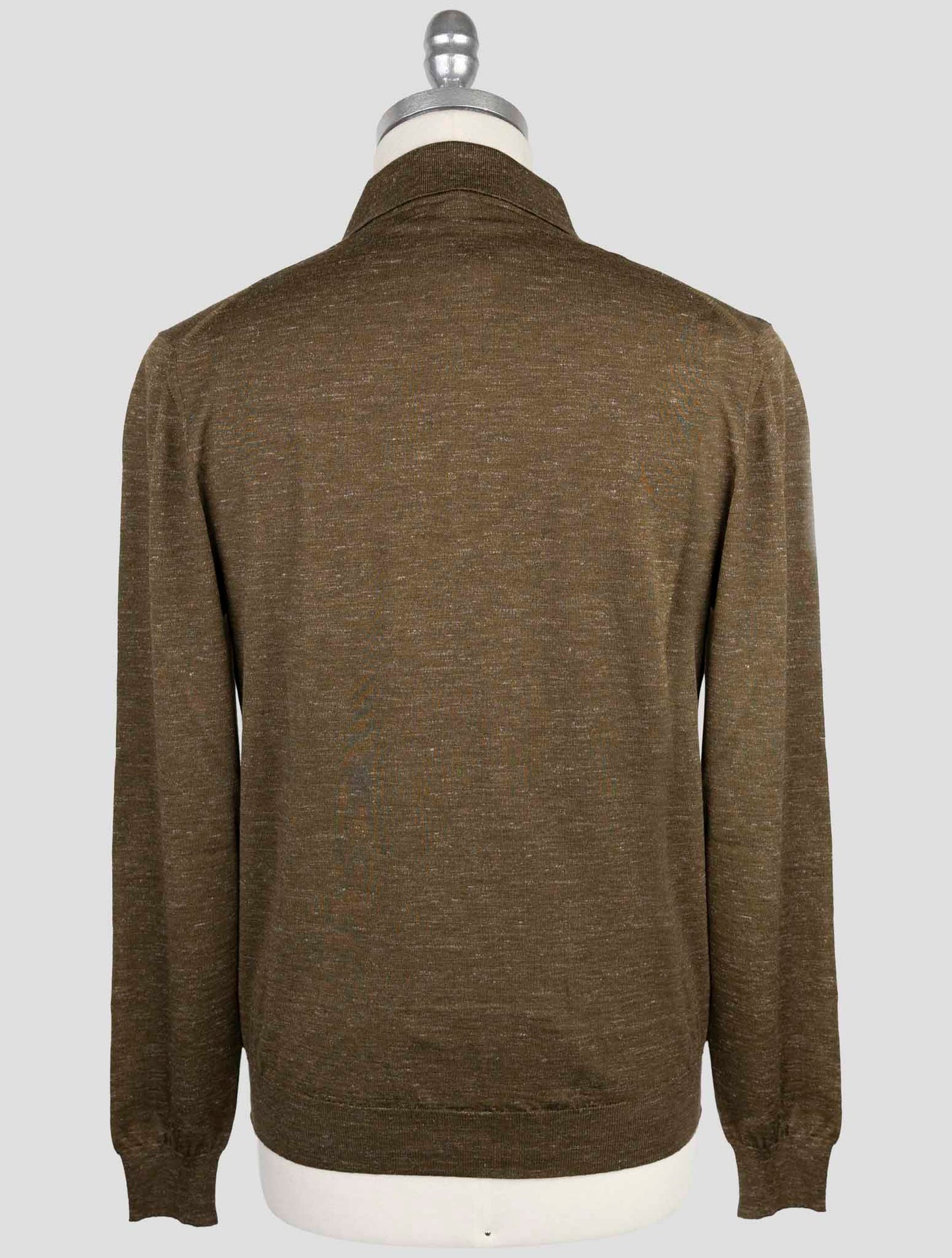 Kiton Green Silk Cashmere Linen Sweater Polo