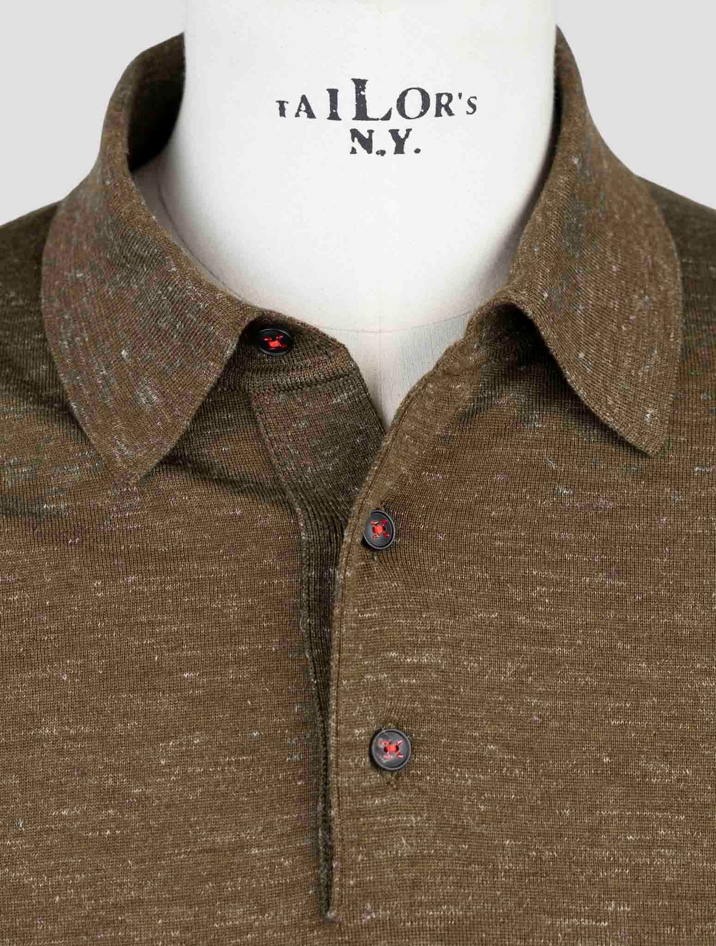 Kiton Green Silk Cashmere Linen Sweater Polo