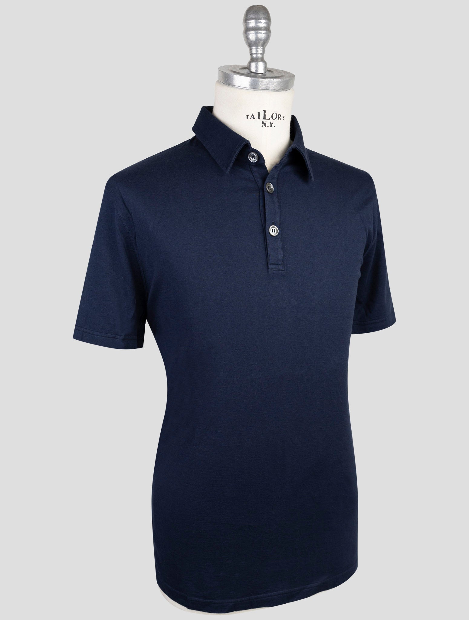 Kiton Blue Cotton Cashmere Sweater Polo