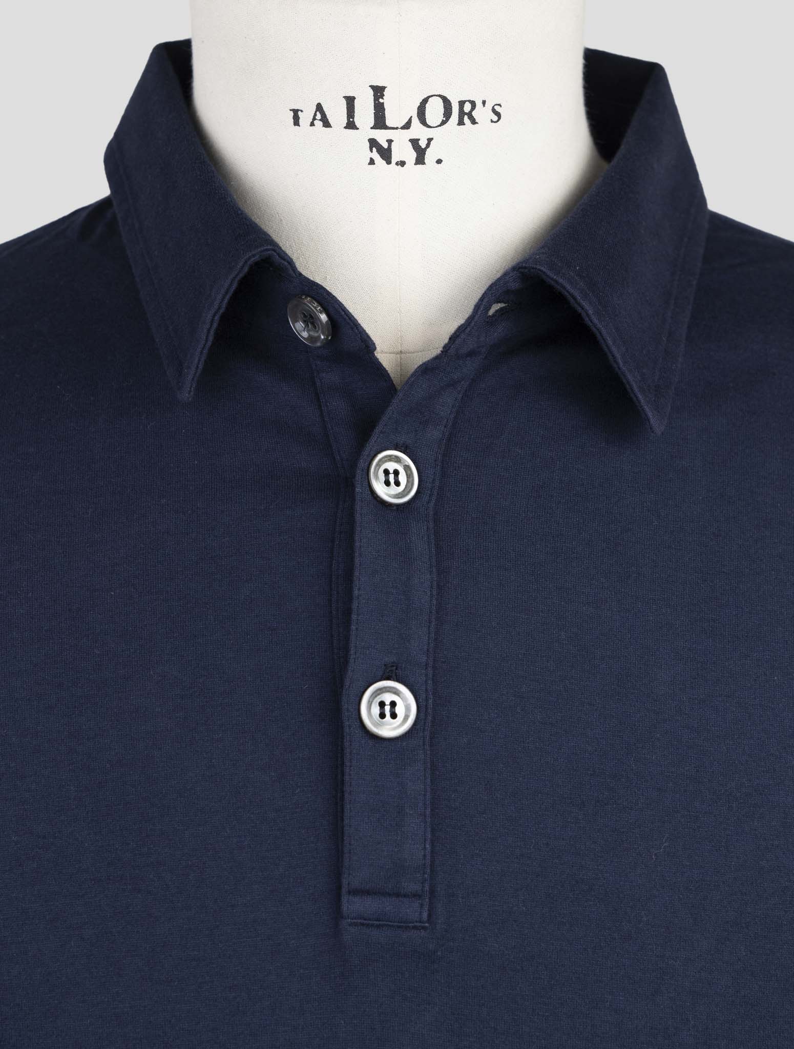Kiton Blue Cotton Cashmere Sweater Polo