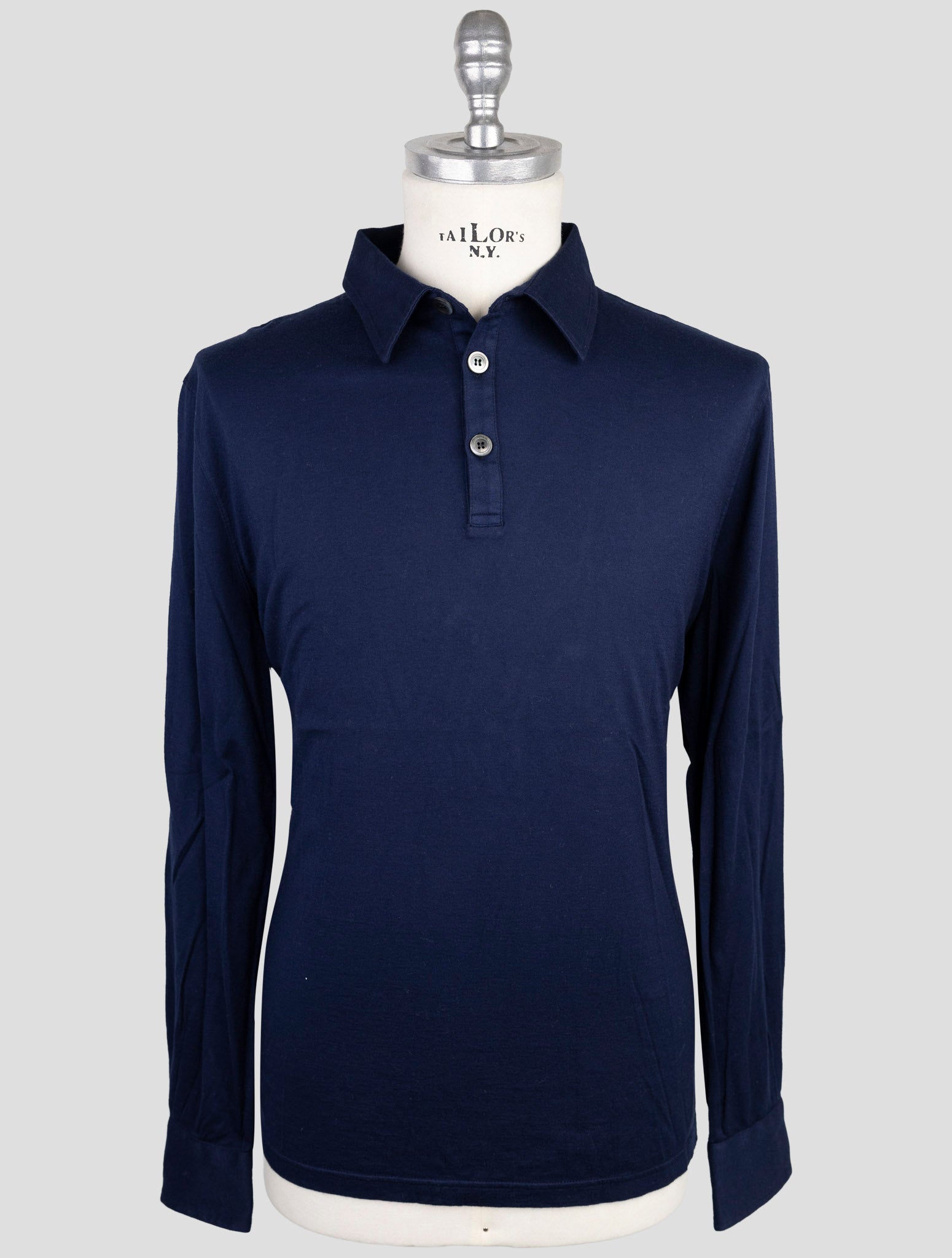 Kiton Blue Cotton Cashmere Sweater Polo