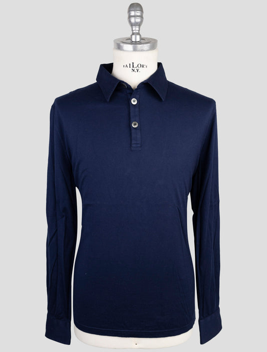 Kiton Blue Cotton Cashmere Sweater Polo