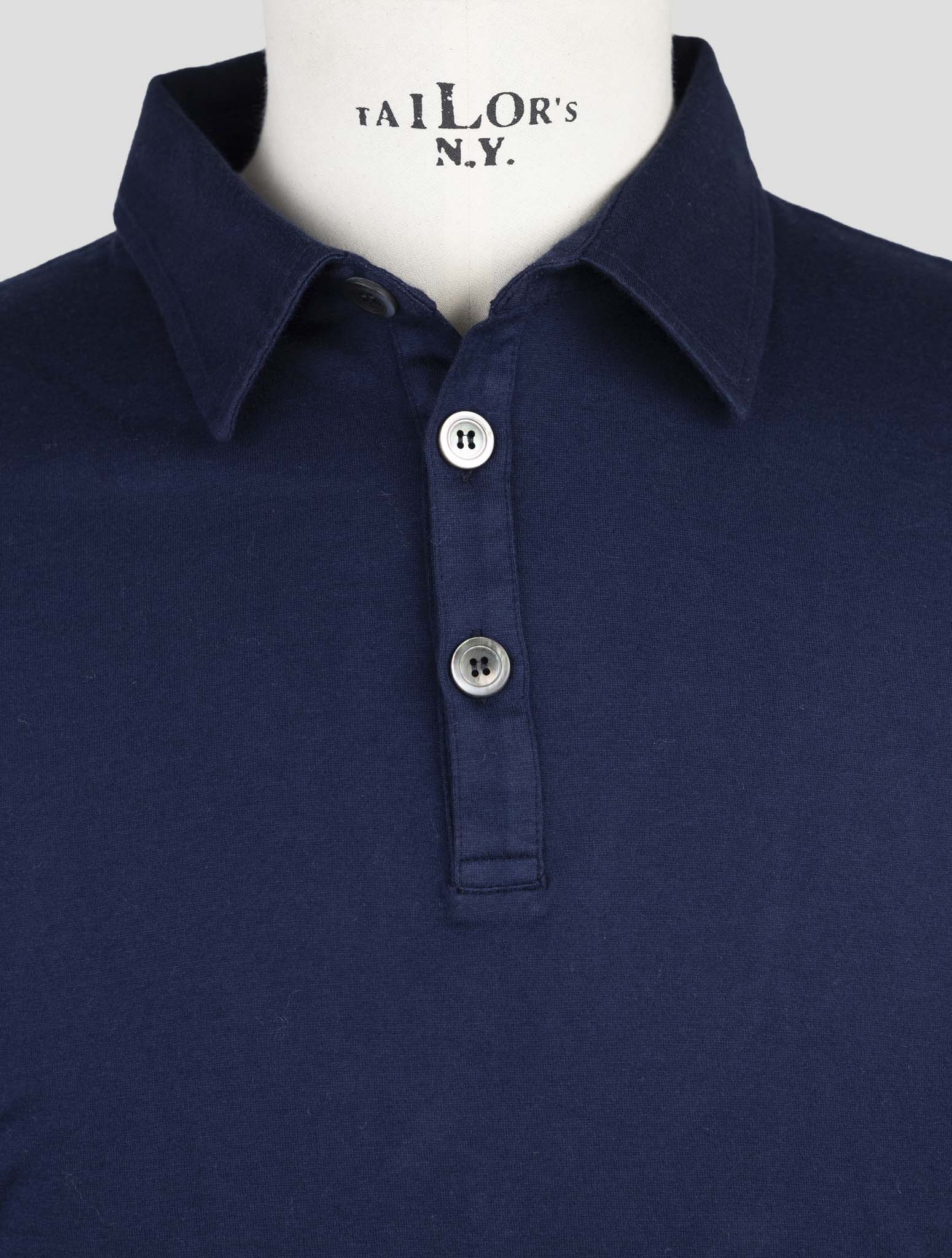 Kiton Blue Cotton Cashmere Sweater Polo