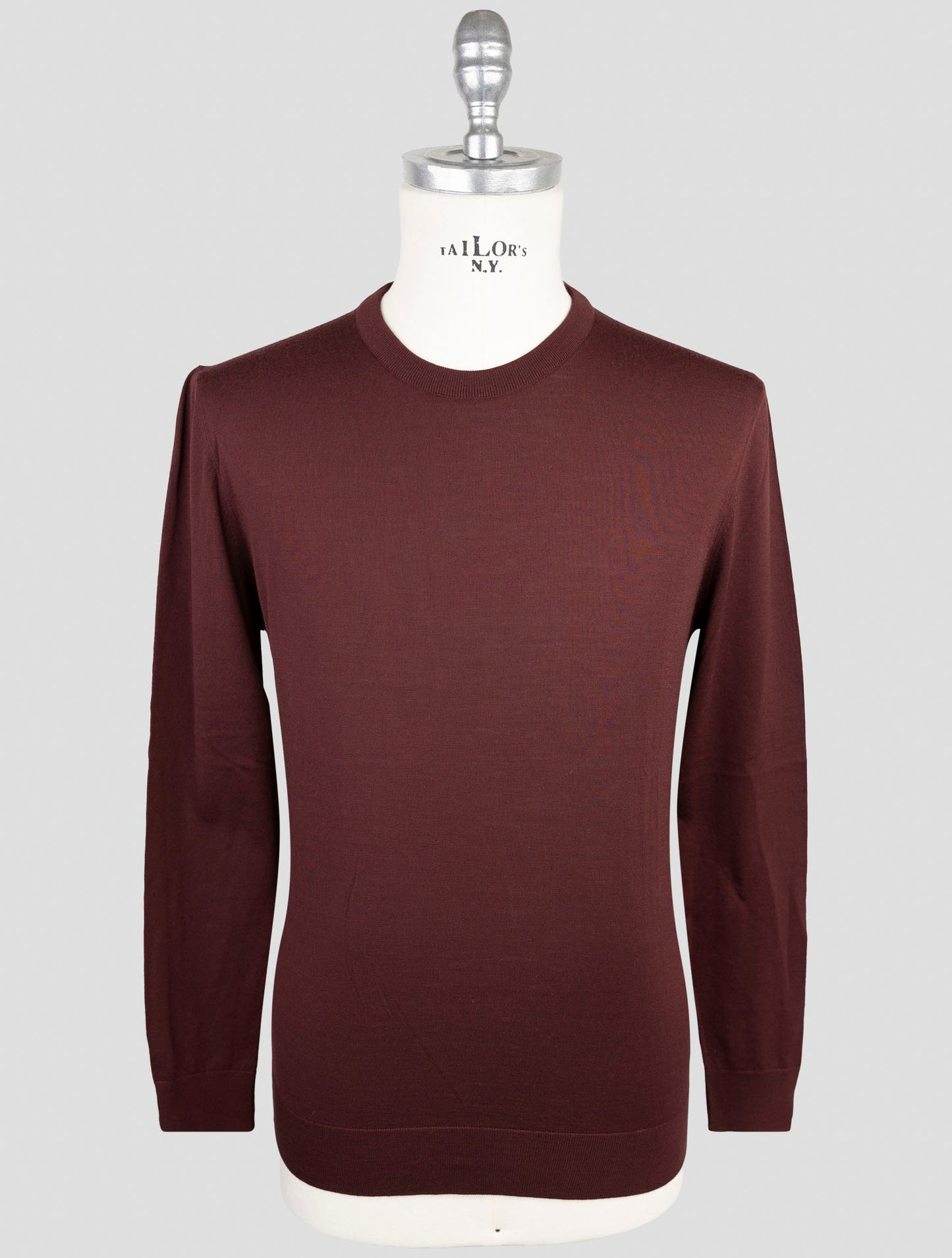 Kiton Burgundy Wool 14 Micron Sweater Crewneck
