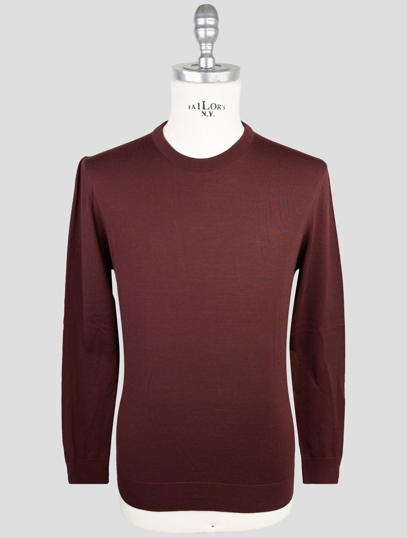 Kiton Burgundy Wool 14 Micron Sweater Crewneck