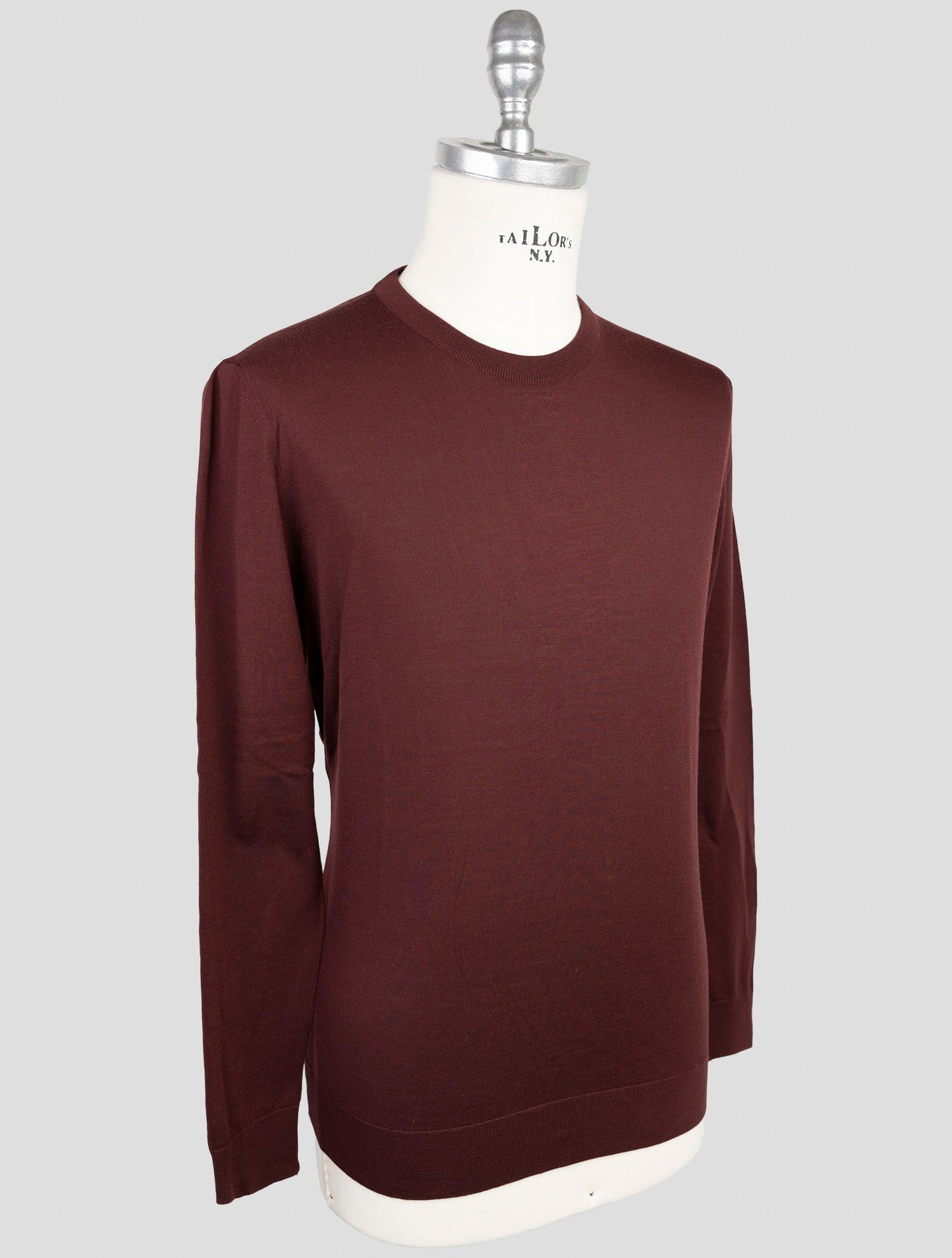 Kiton Burgundy Wool 14 Micron Sweater Crewneck