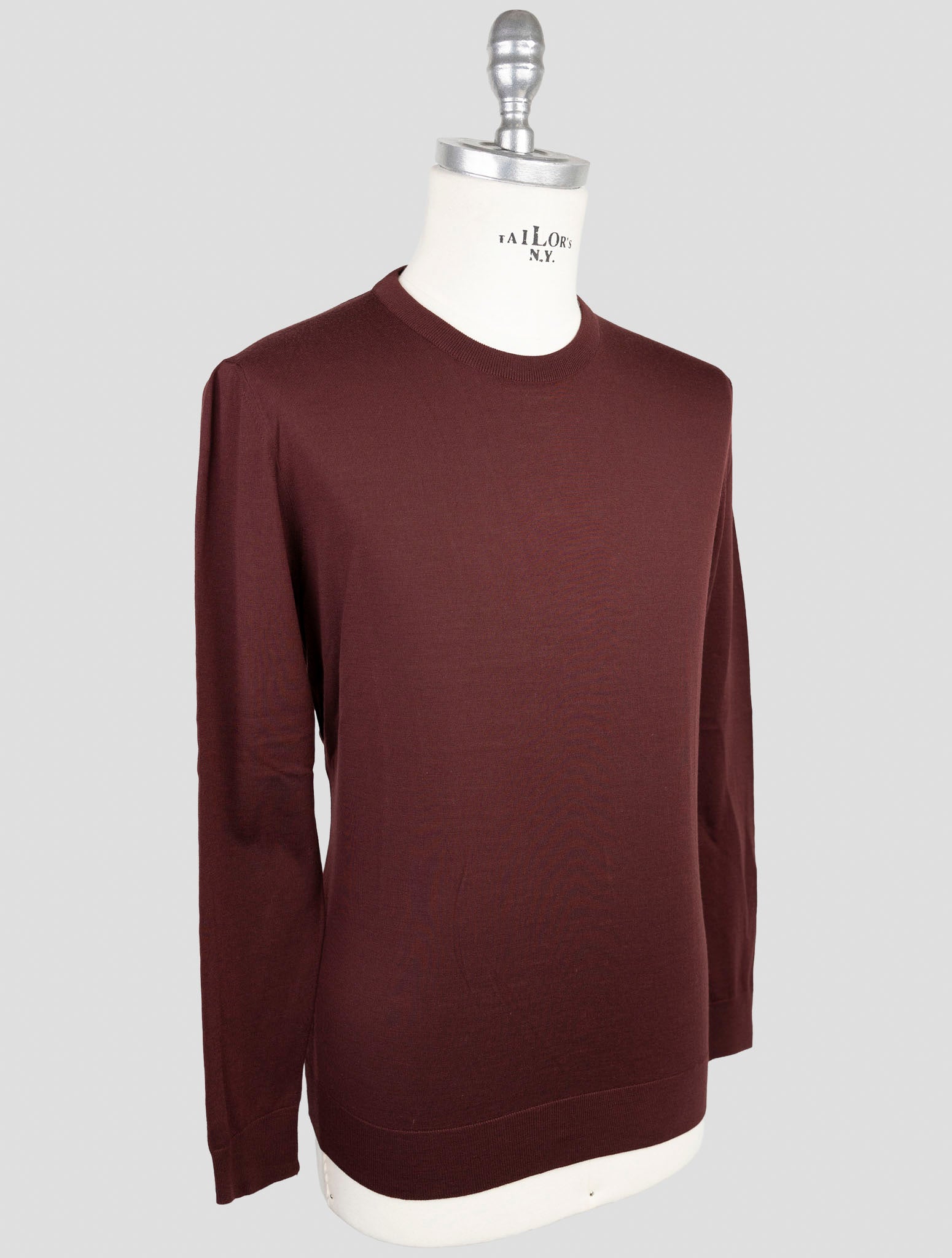 Kiton Burgundy Wool 14 Micron Sweater Crewneck