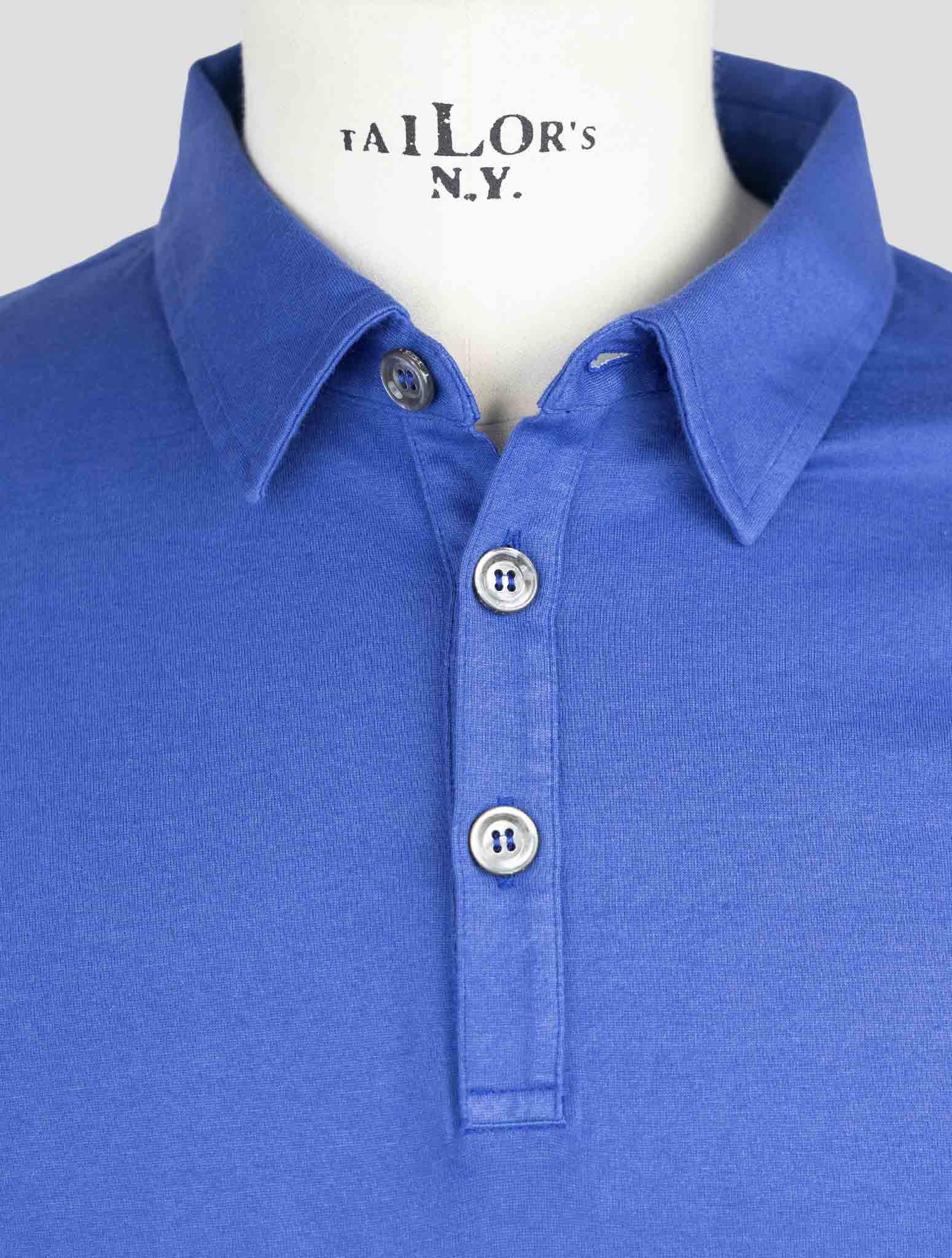 Kiton Blue Cotton Cashmere Sweater Polo