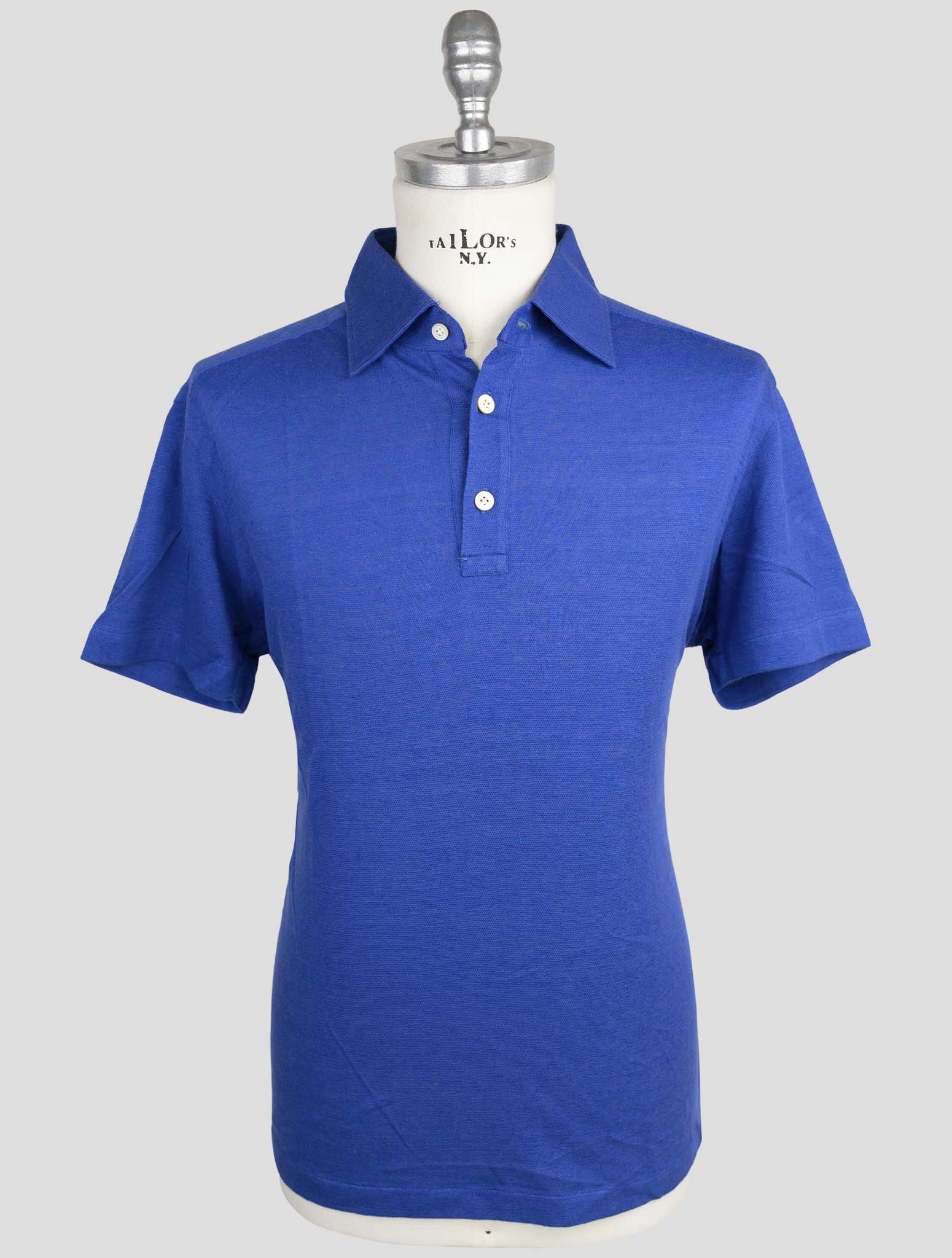 Kiton Blue Linen Cotton Polo