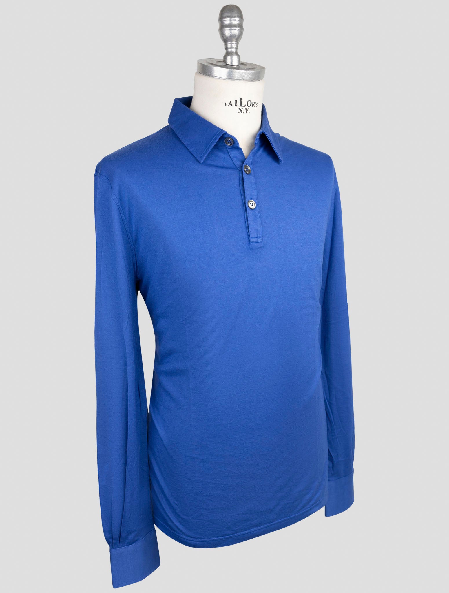 Kiton Blue Cotton Cashmere Sweater Polo