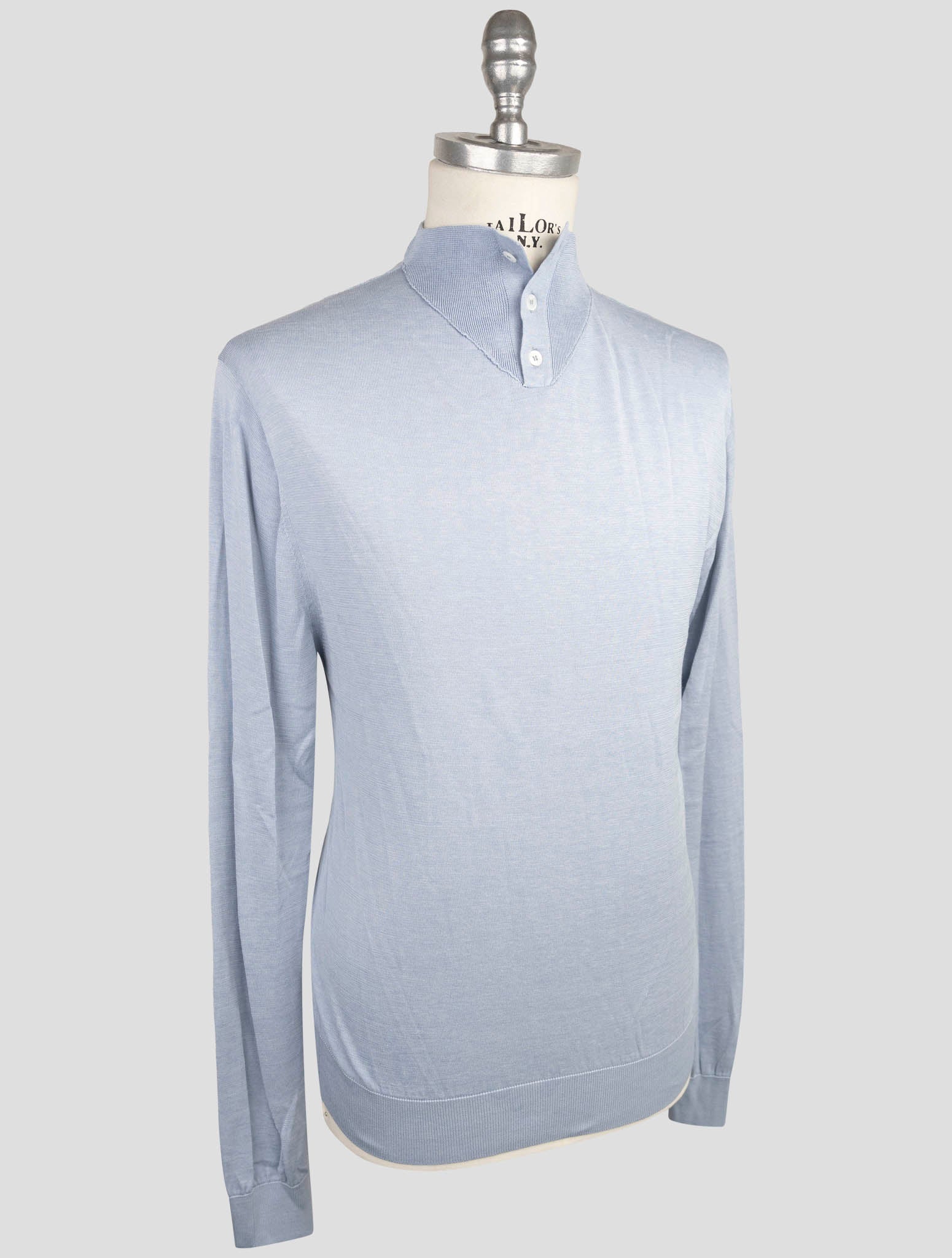 Kiton Light Blue Silk Cotton Sweater