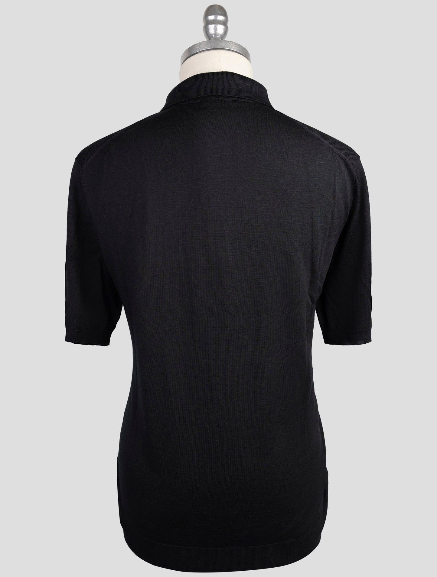 Kiton Black Silk Cashmere Linen Sweater Polo