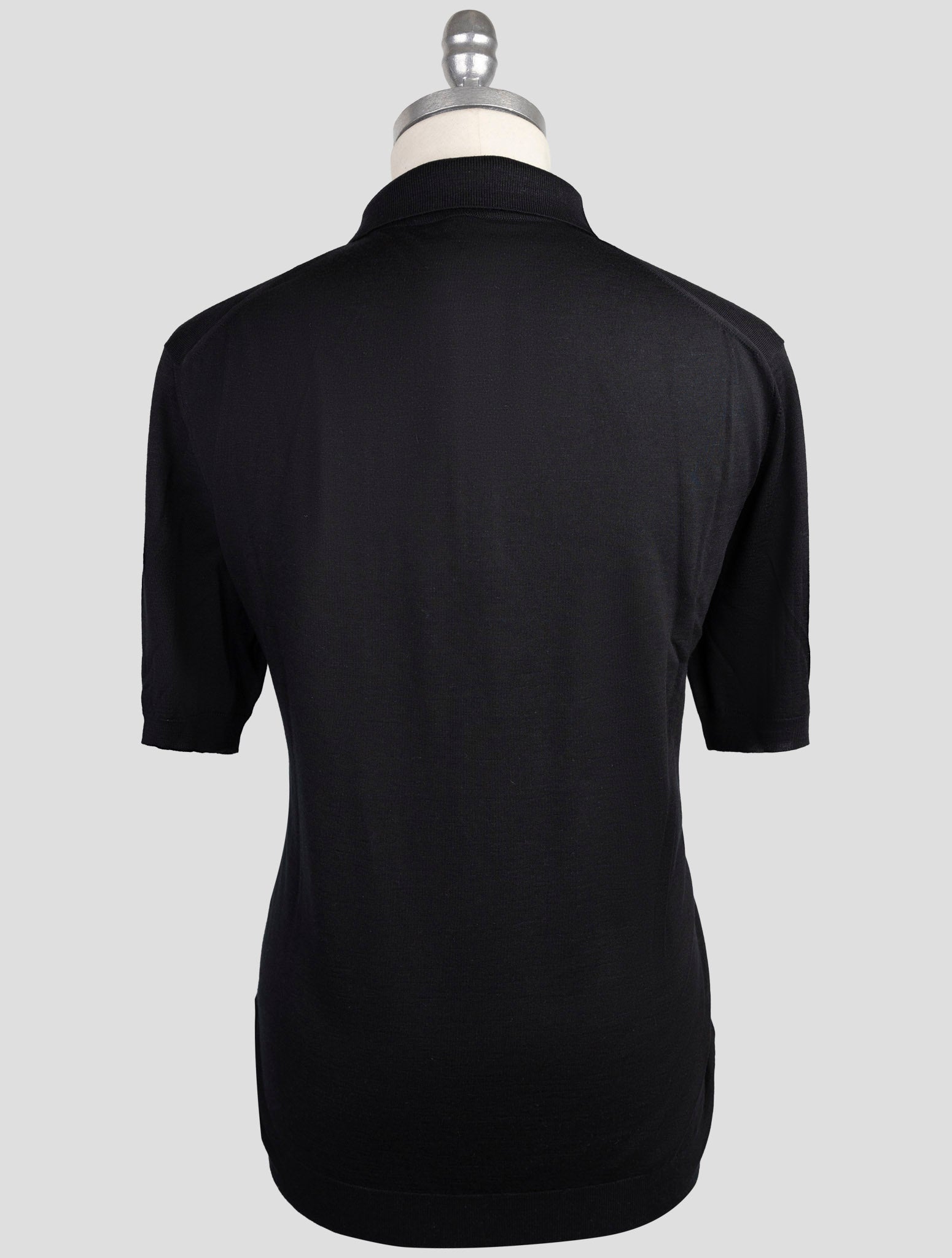 Kiton Black Silk Cashmere Linen Sweater Polo