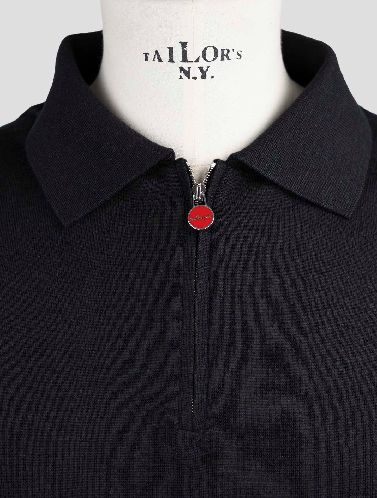 Kiton Black Silk Cashmere Linen Sweater Polo