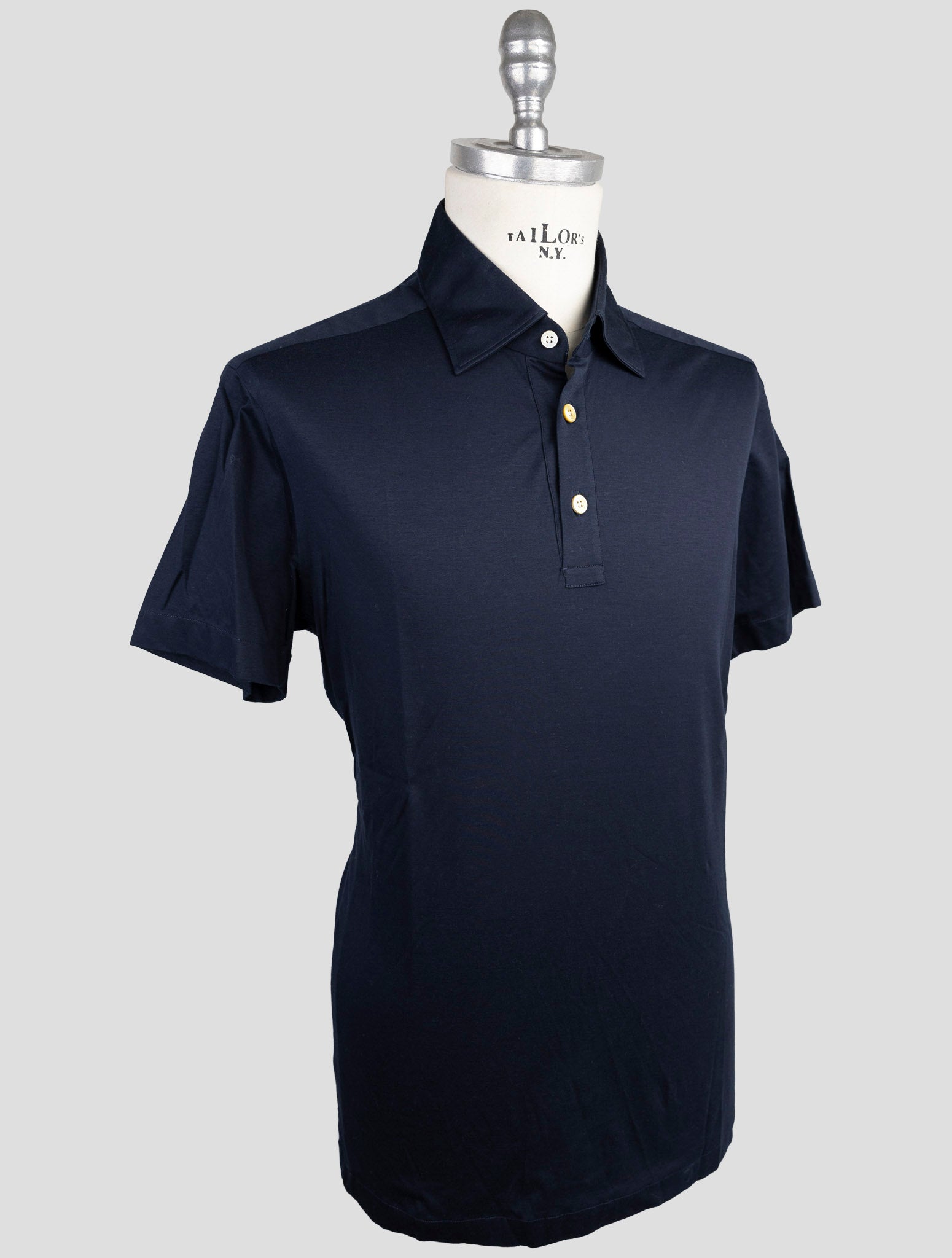 Kiton Blue Cotton Sweater Polo