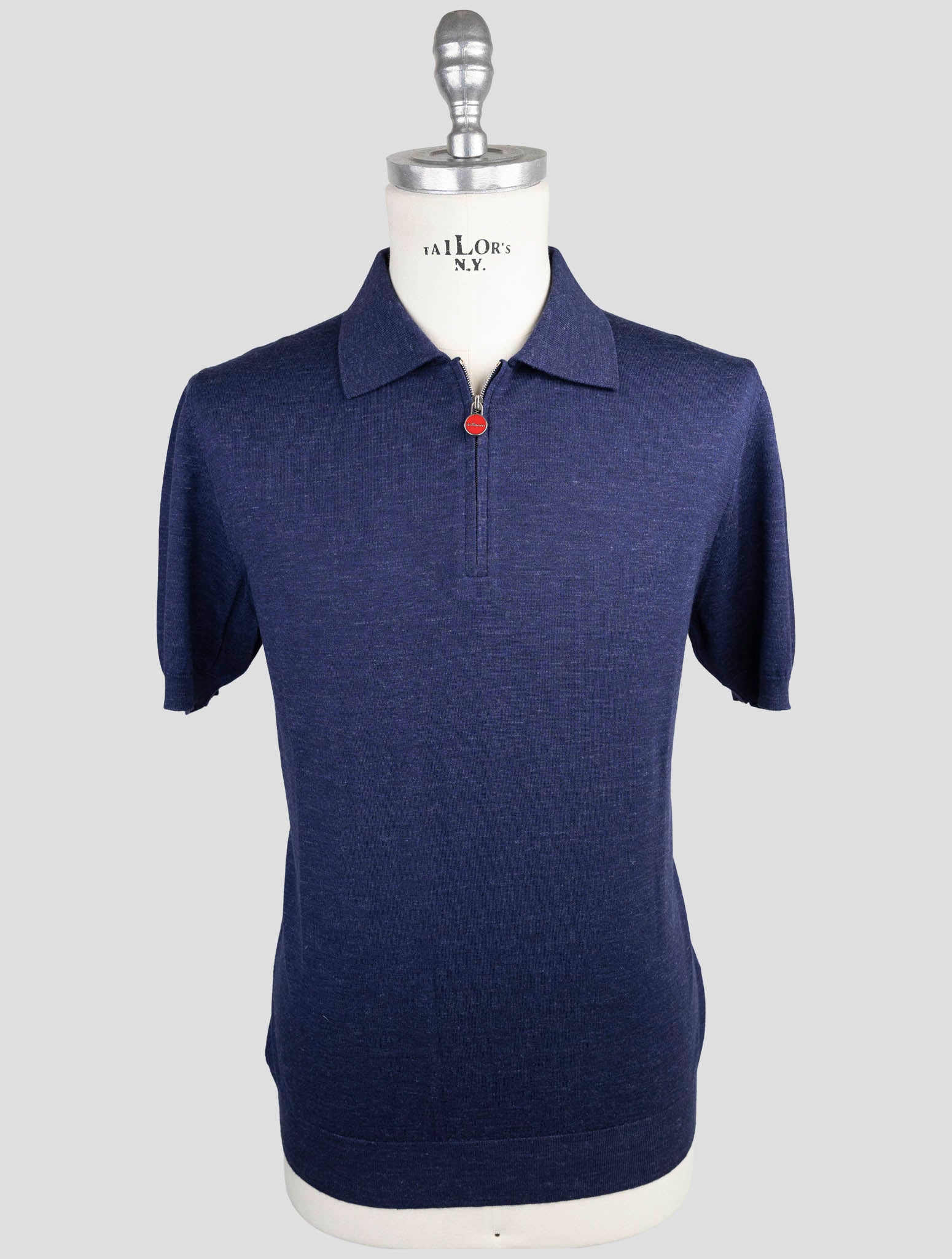 Kiton Blue Silk Cashmere Linen Polo