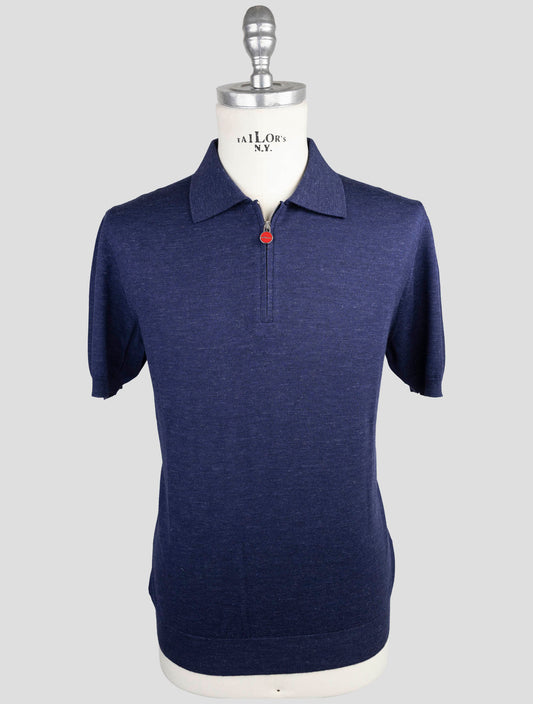 Kiton Blue Silk Cashmere Linen Polo