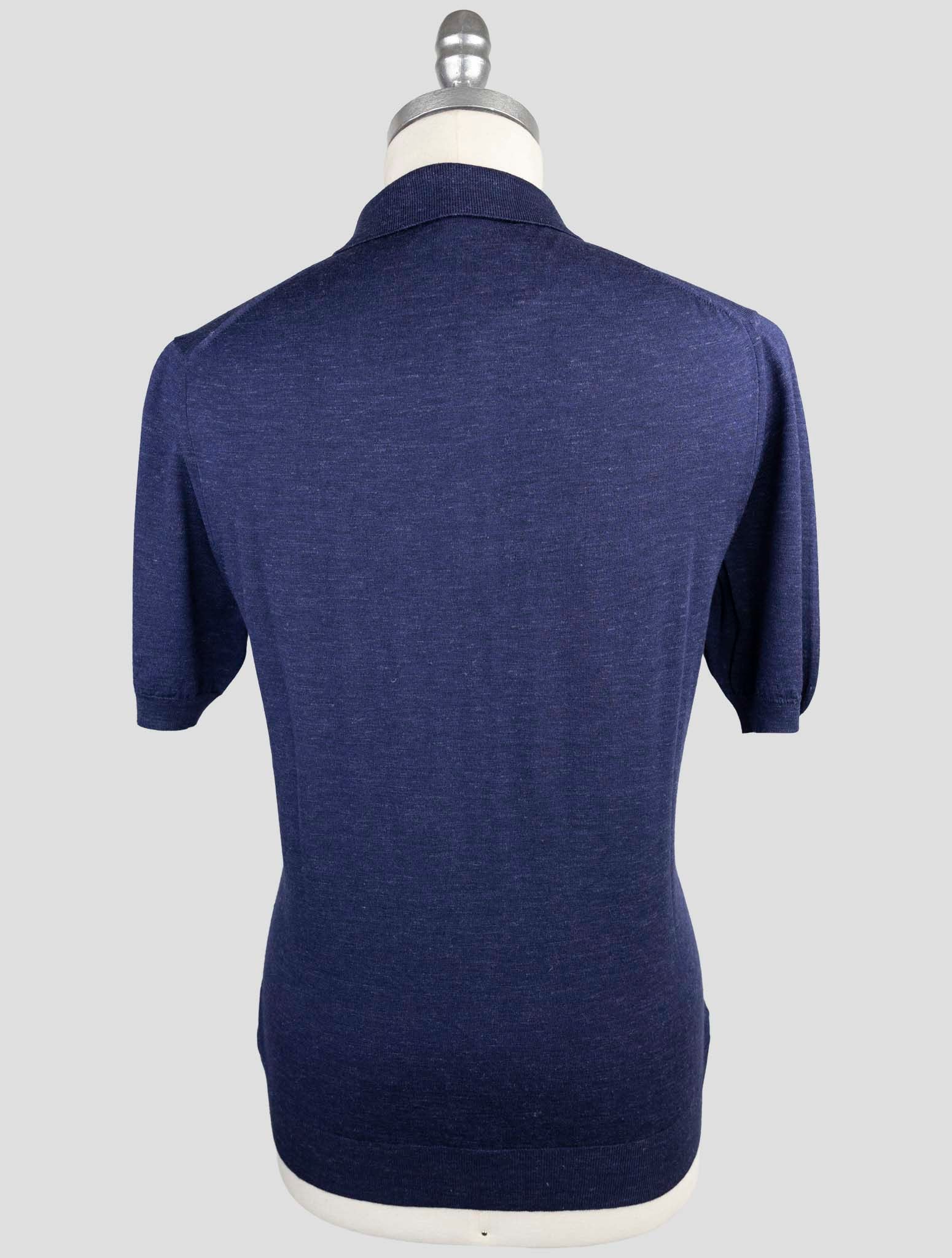 Kiton Blue Silk Cashmere Linen Polo