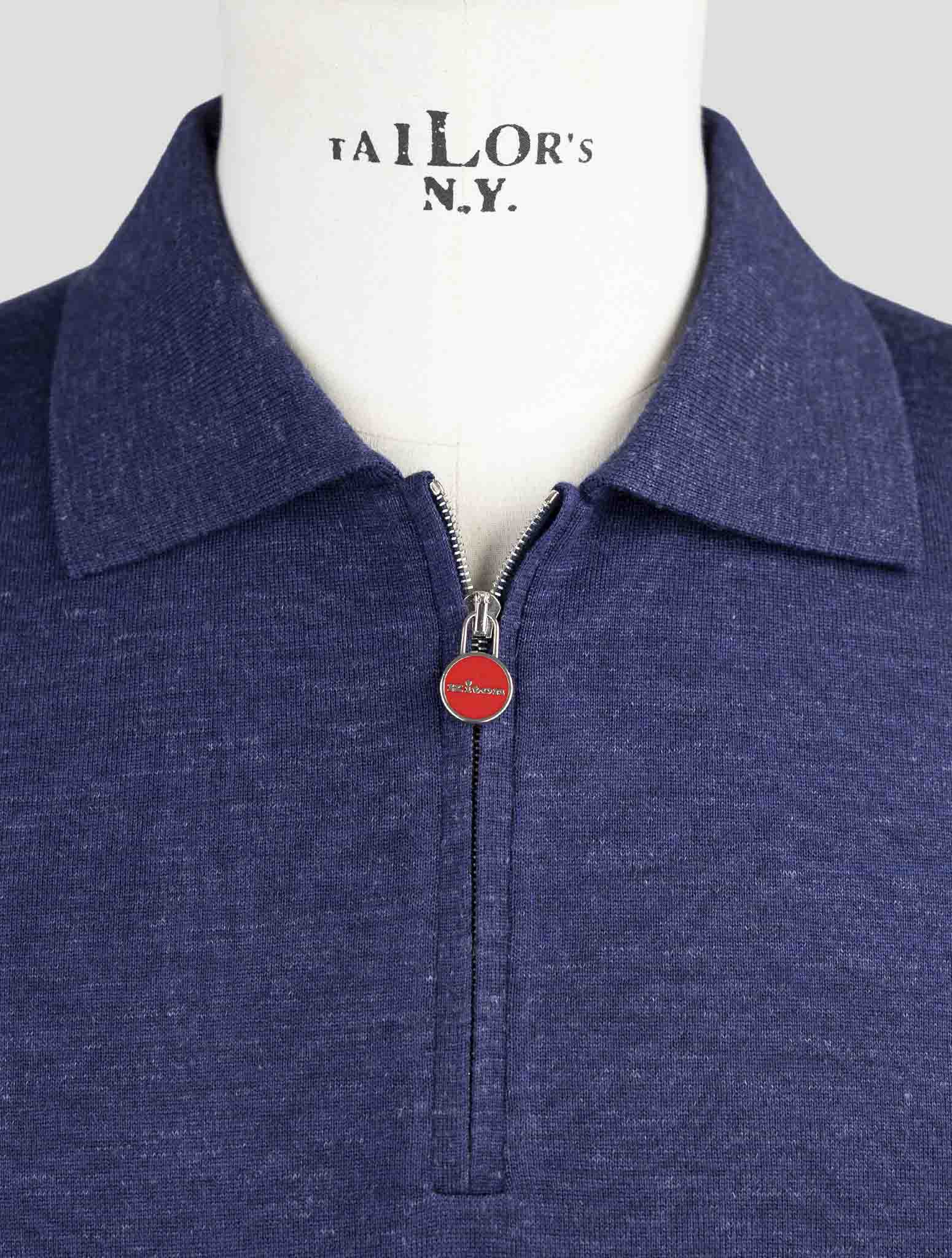 Kiton Blue Silk Cashmere Linen Polo