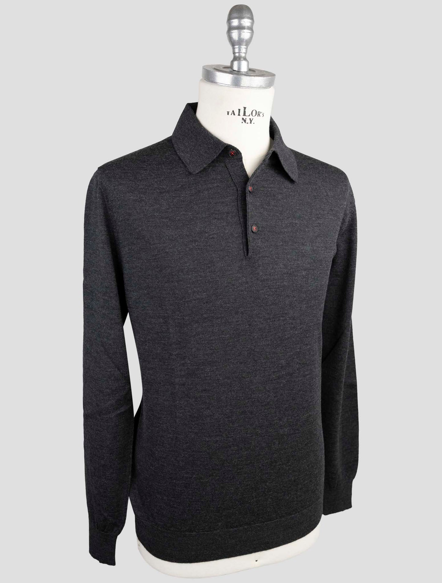Kiton Dark Gray Wool Sweater Polo