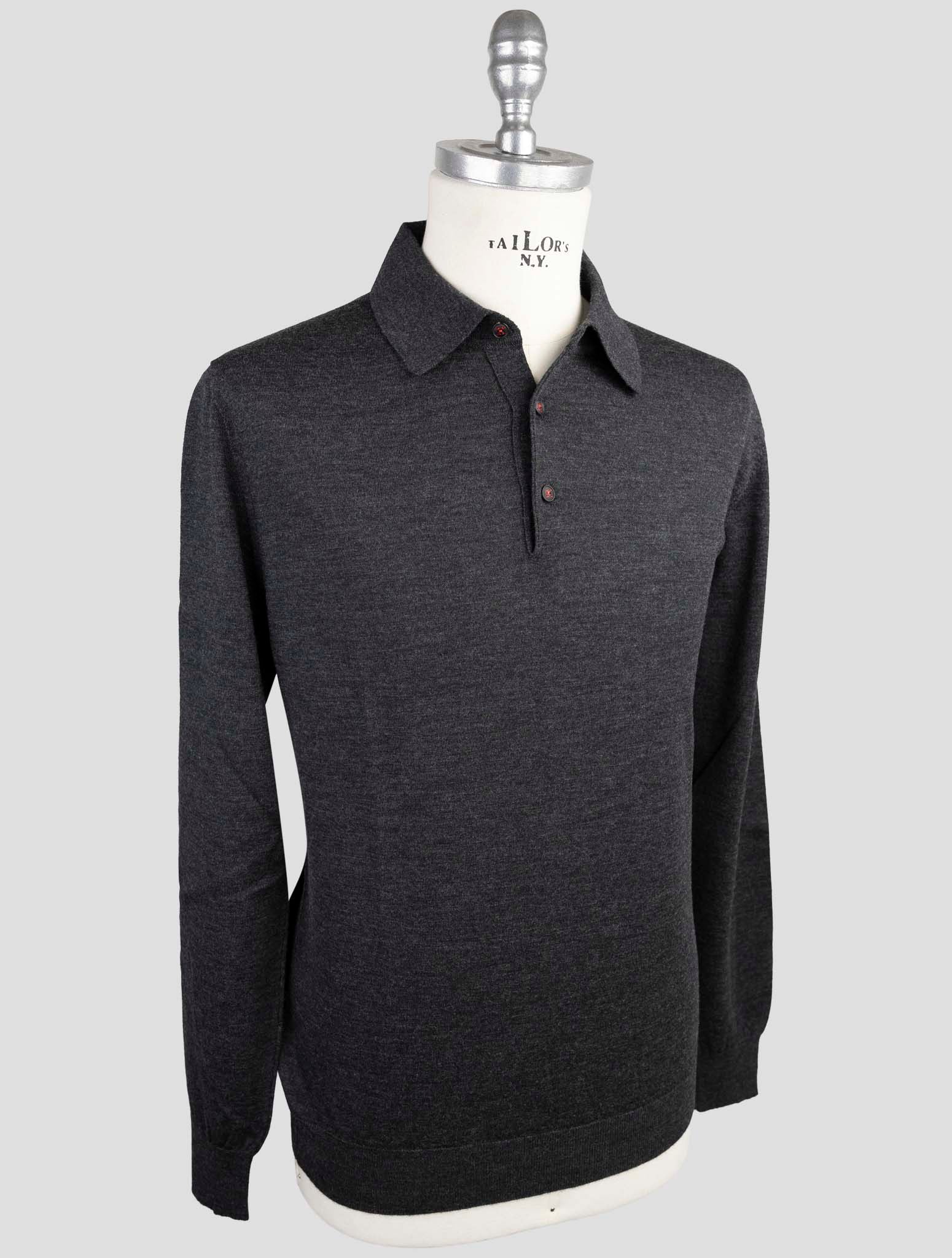 Kiton Dark Gray Wool Sweater Polo