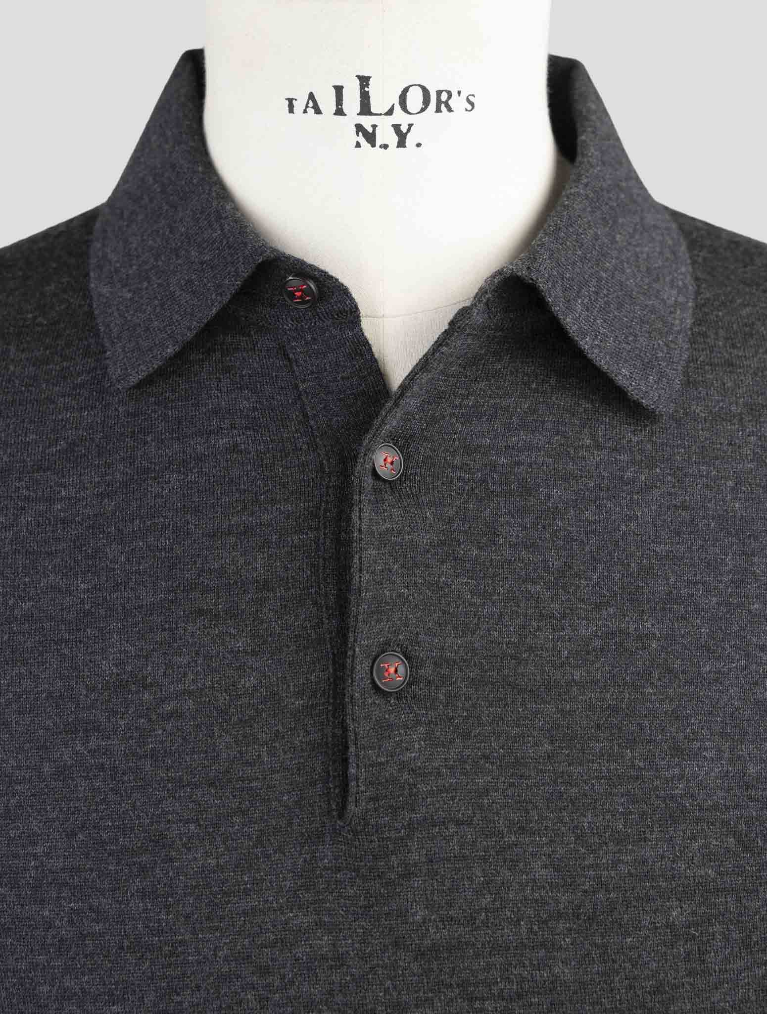 Kiton Dark Gray Wool Sweater Polo