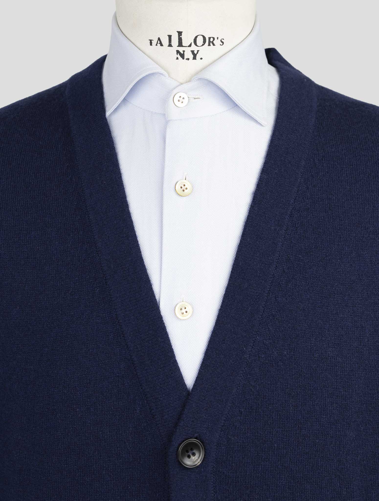 Kiton Blue Cashmere Sweater Cardigan