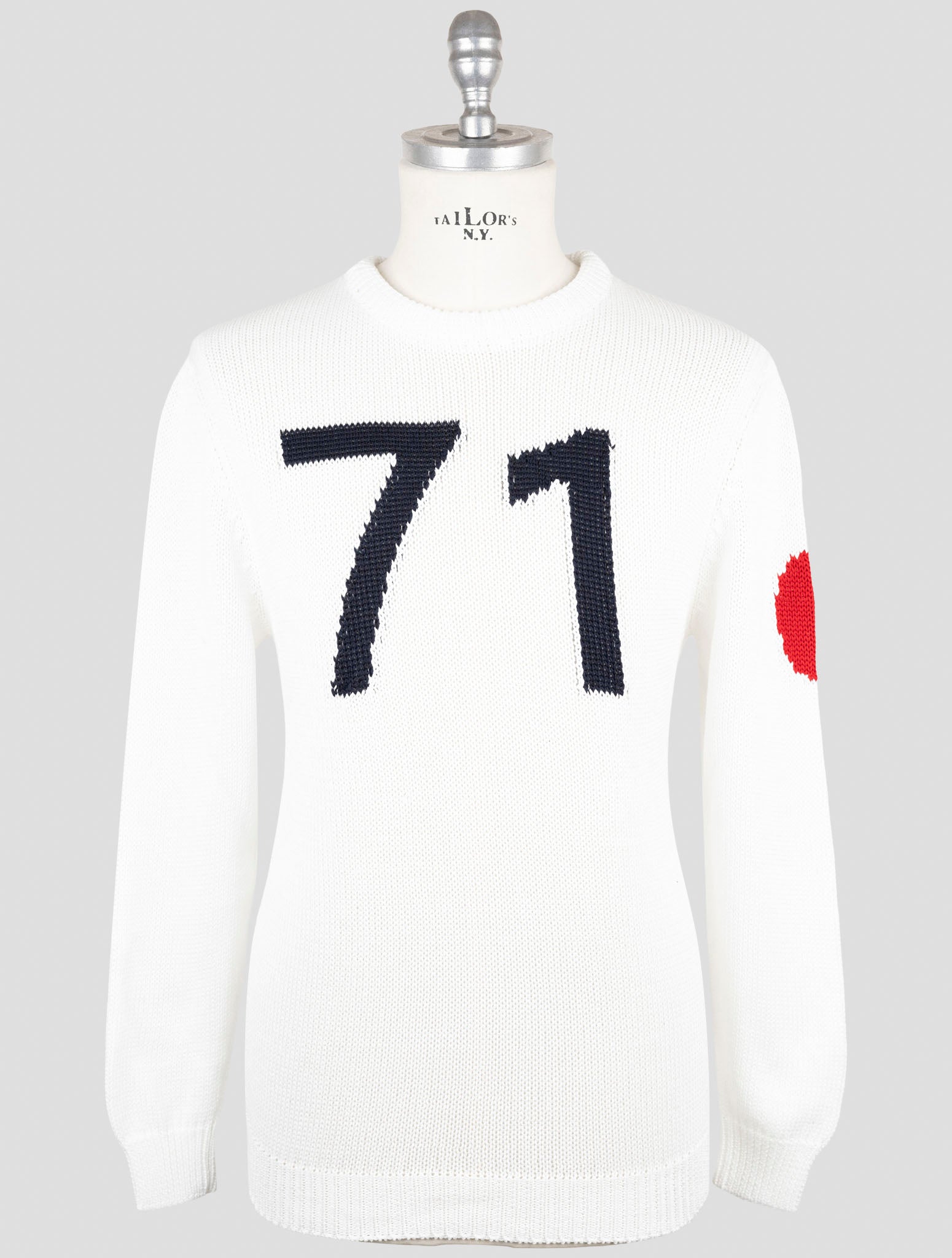 Kiton White Cotton Sweater Crewneck