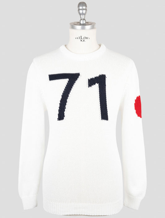 Kiton White Cotton Sweater Crewneck