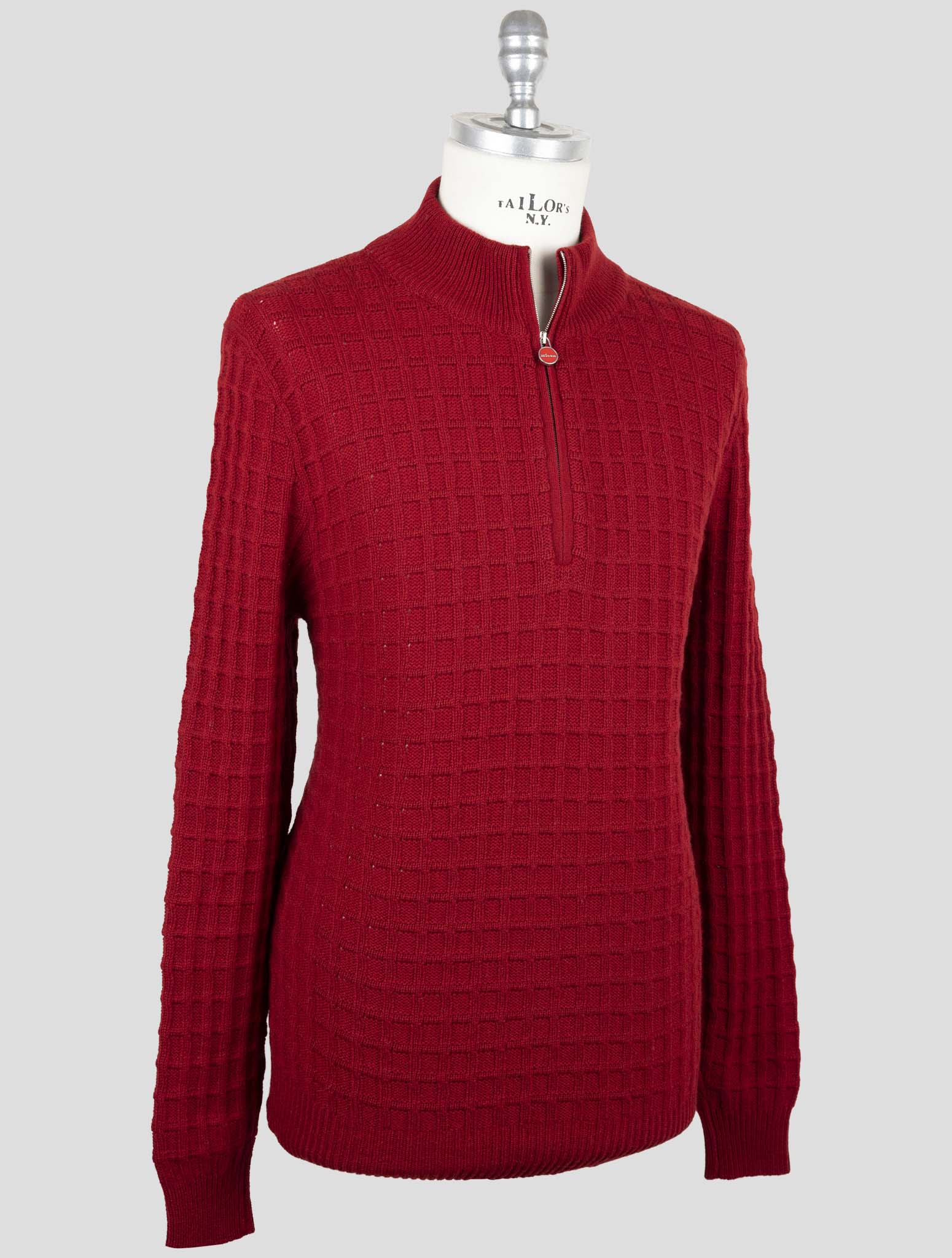 Kiton Red Cashmere Sweater Full Zip