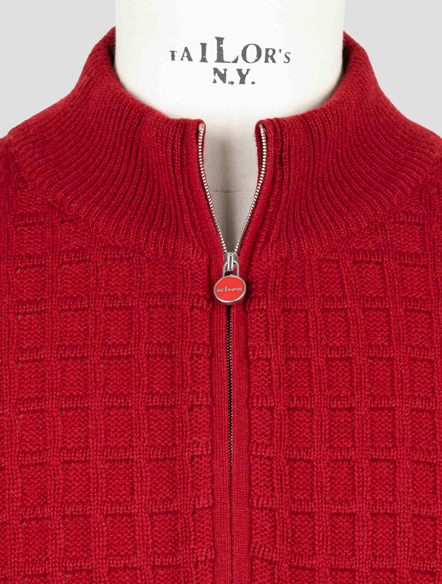Kiton Red Cashmere Sweater Full Zip