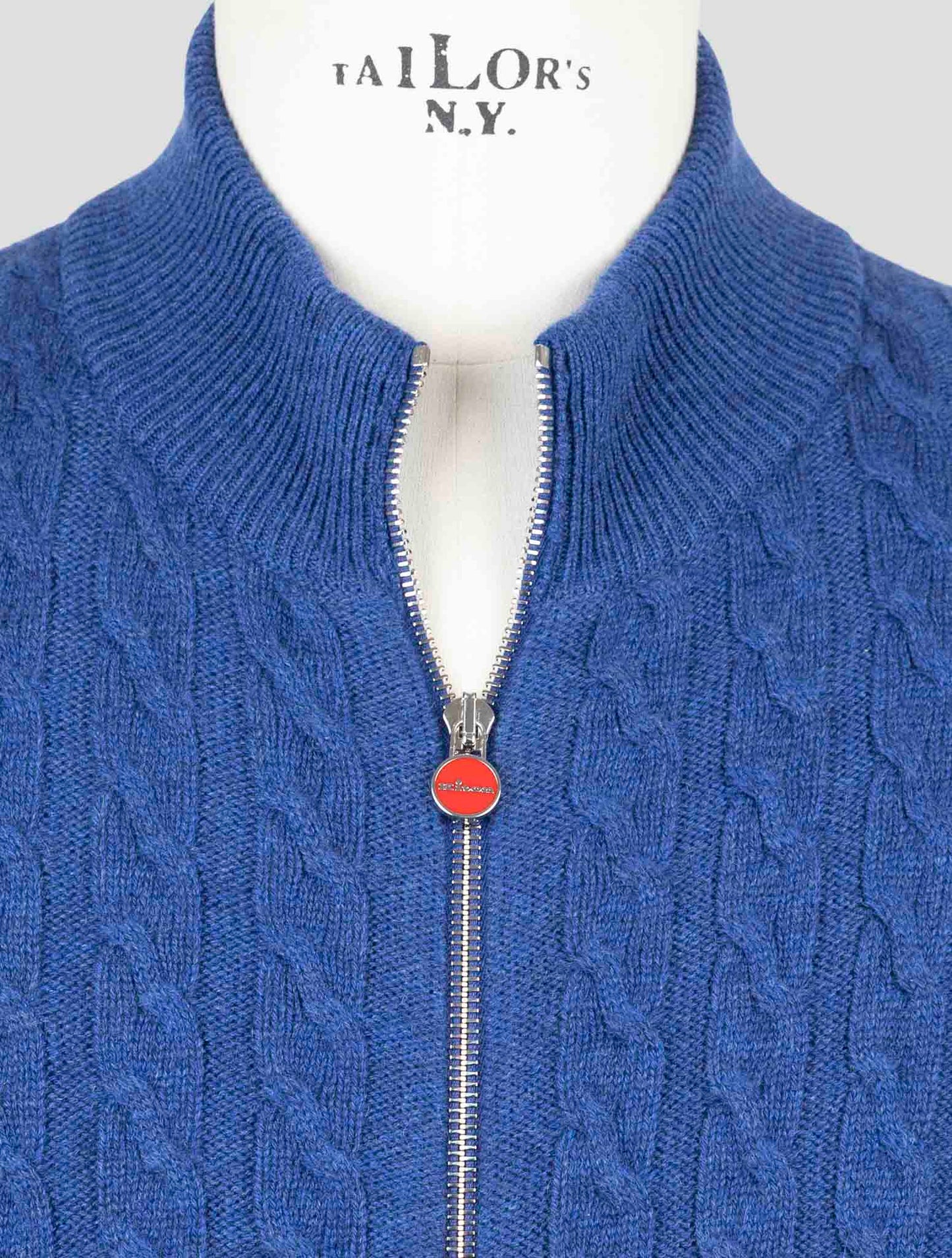 Kiton Blue Cashmere Sweater Full Zip