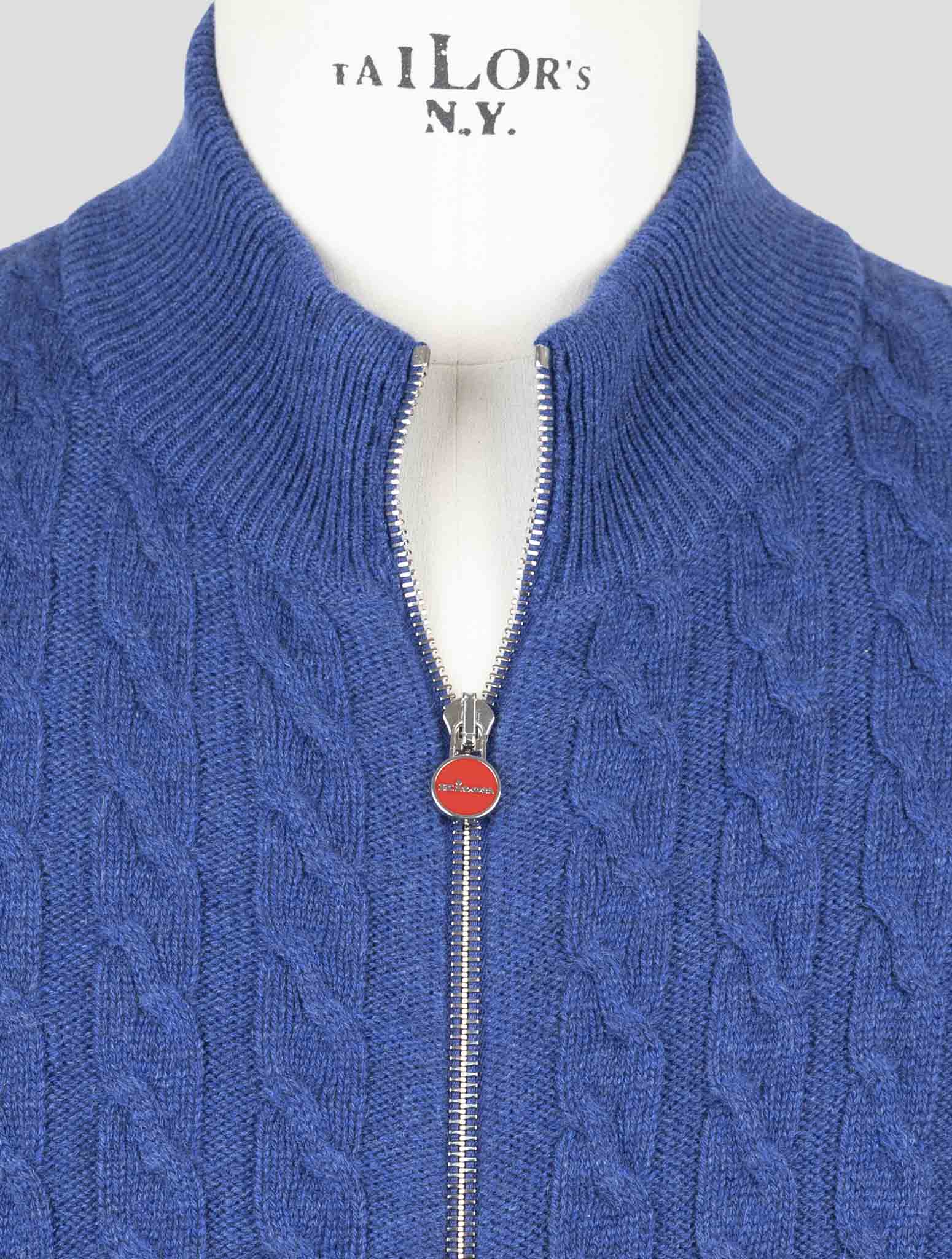 Kiton Blue Cashmere Sweater Full Zip