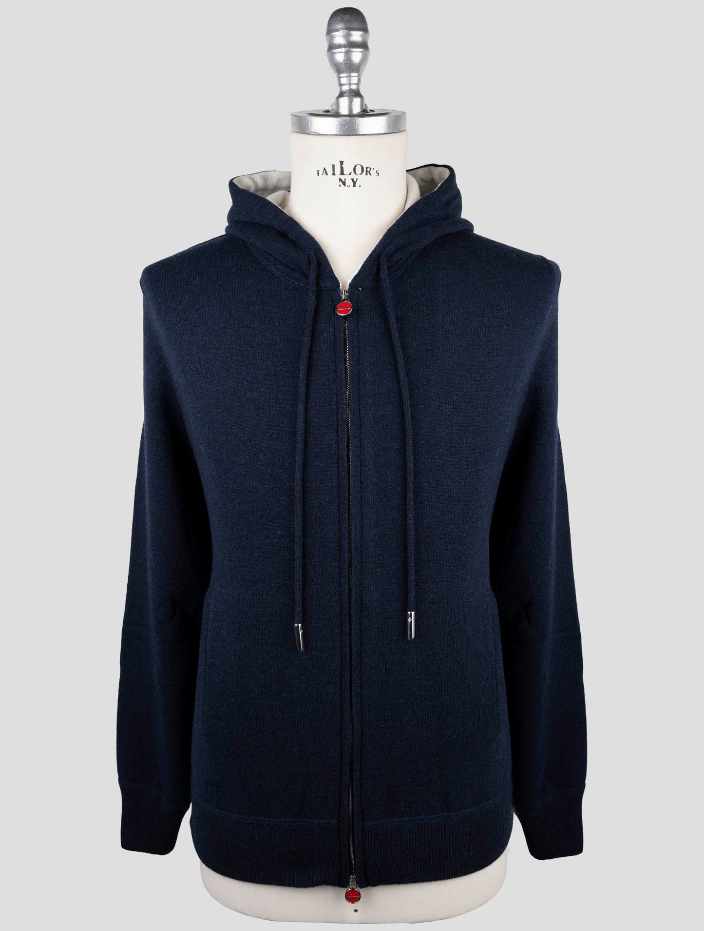 Kiton Blue Wool Sweater Full Zip